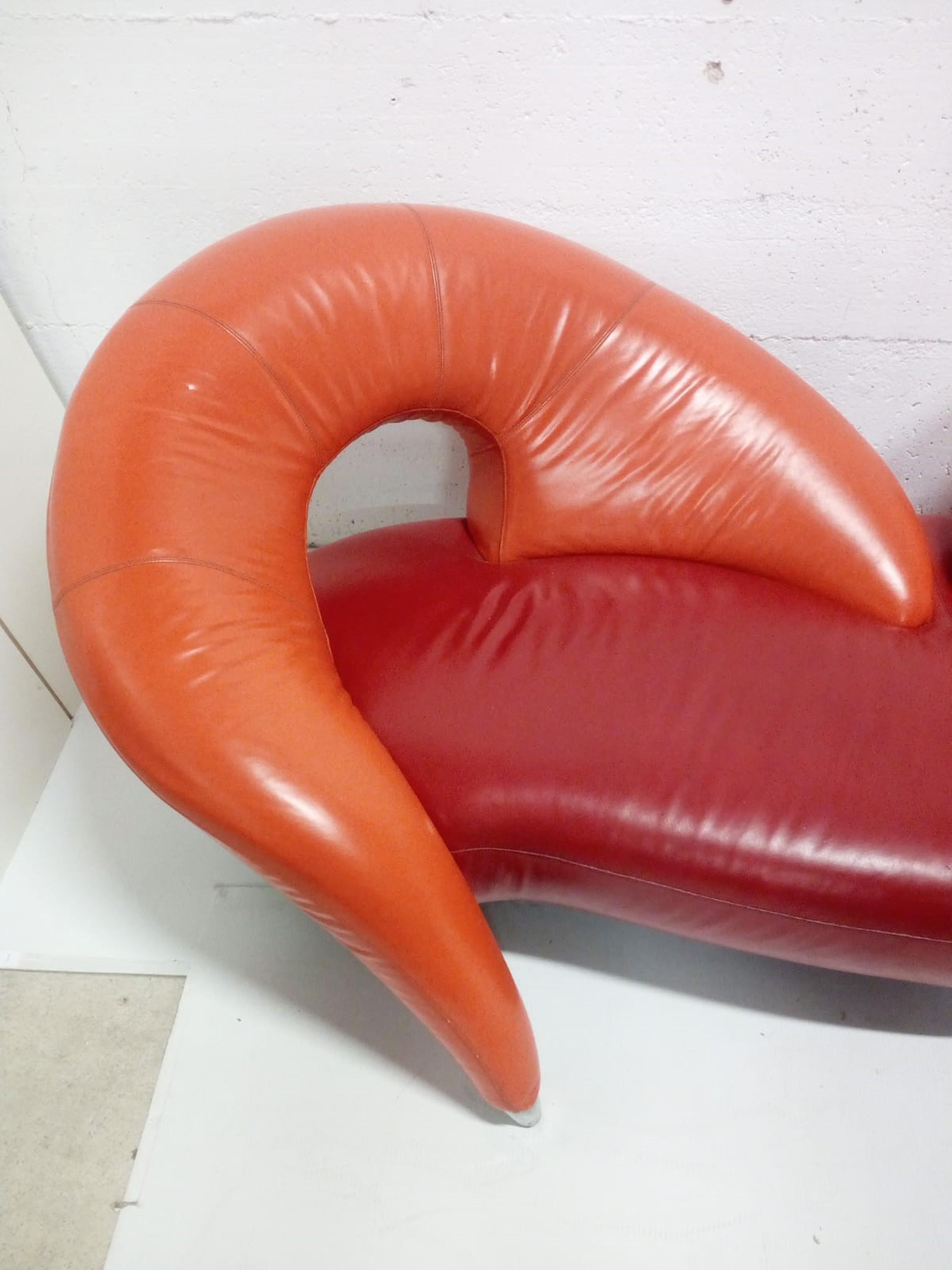 Frédéric Amat Prototype Leather Sofa for Poltromec Italia, 1970s 3