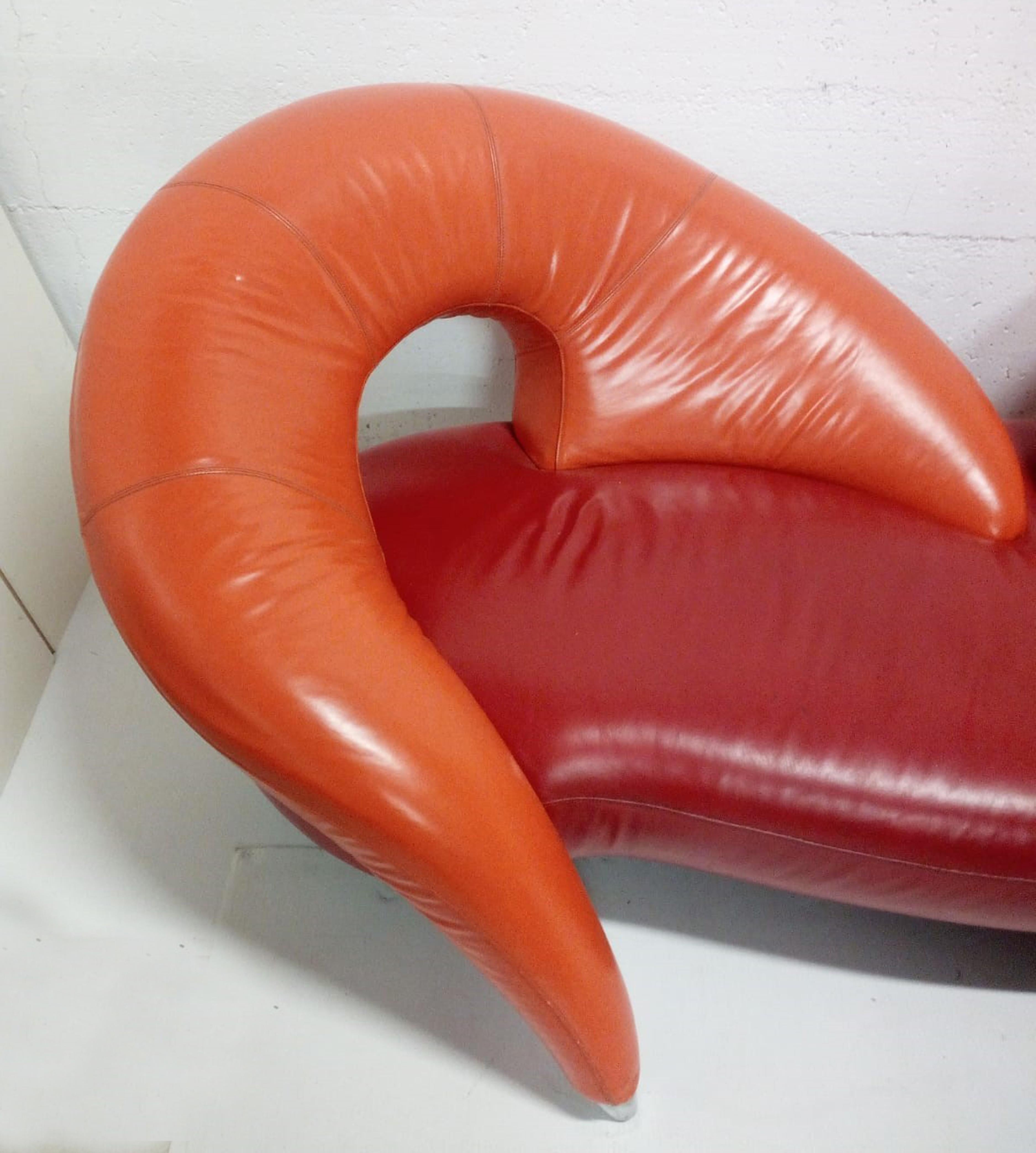 Frédéric Amat Prototype Leather Sofa for Poltromec Italia, 1970s 4