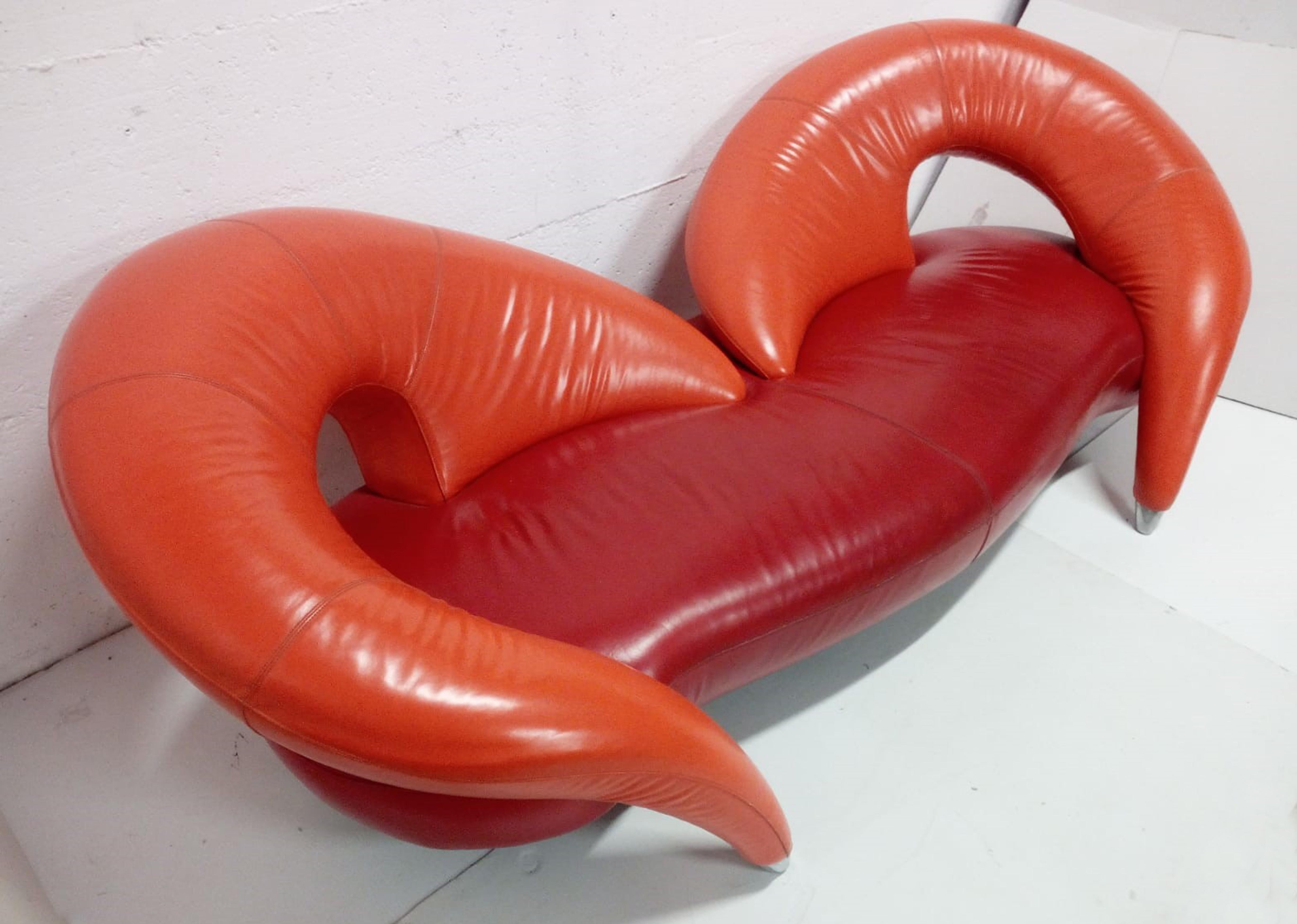Frédéric Amat Prototype Leather Sofa for Poltromec Italia, 1970s 6