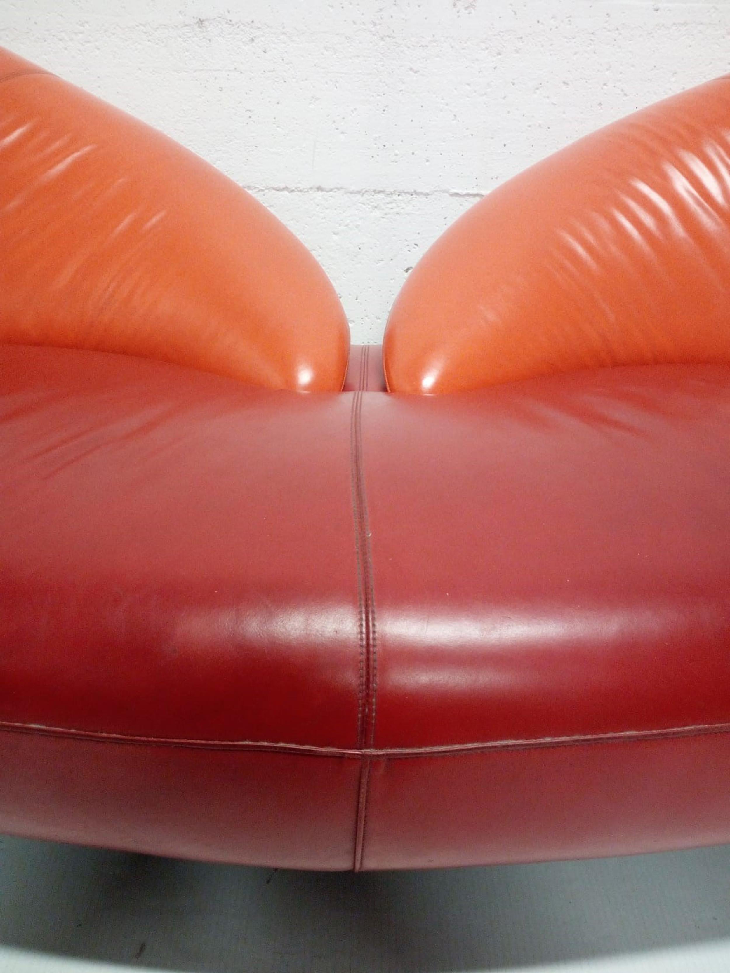Frédéric Amat Prototype Leather Sofa for Poltromec Italia, 1970s 7
