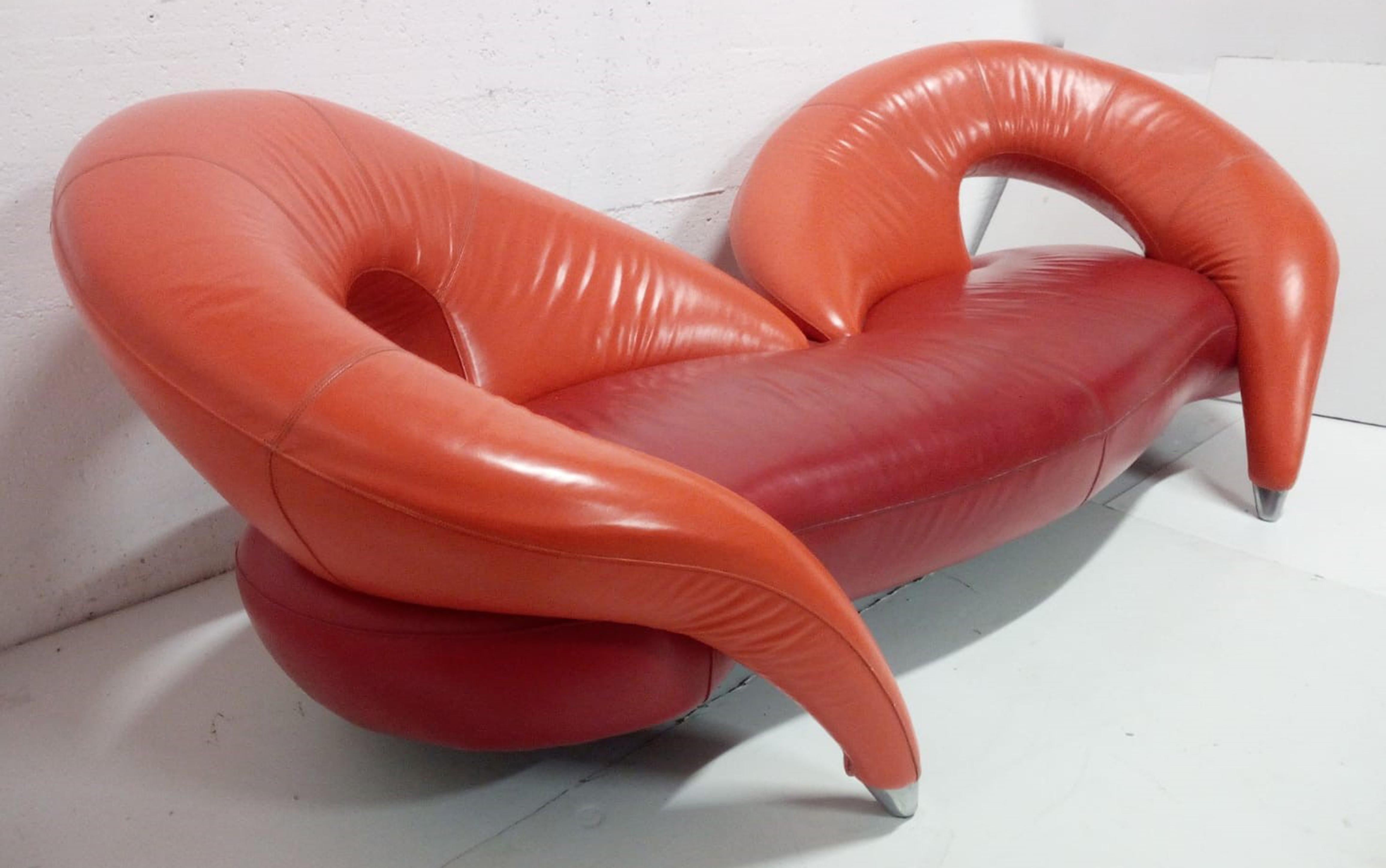 Frédéric Amat Prototype Leather Sofa for Poltromec Italia, 1970s 8
