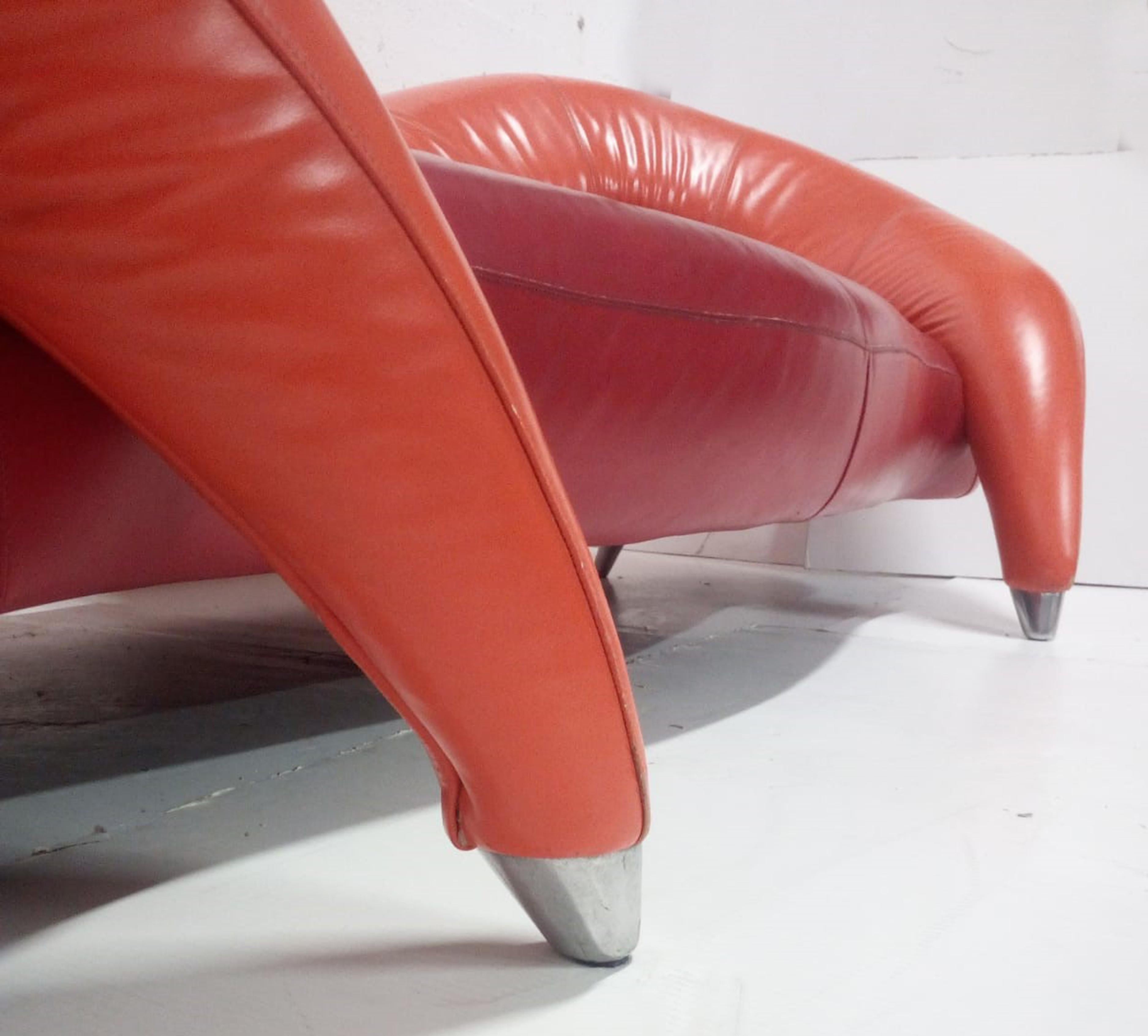 Frédéric Amat Prototype Leather Sofa for Poltromec Italia, 1970s 9