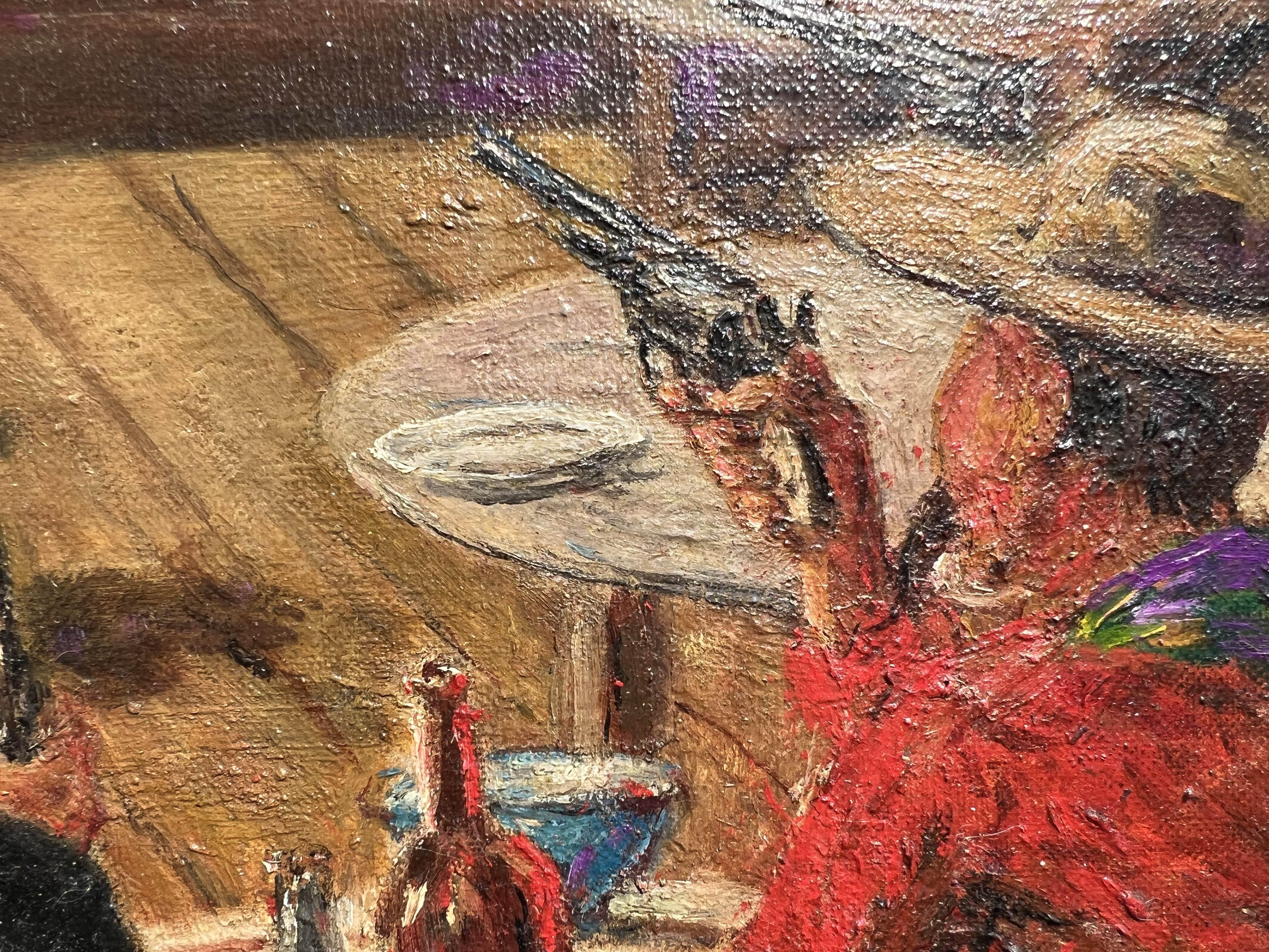 L'artiste américain Frederic Burnett (XX) - Peinture à l'huile sur panneau - Scène occidentale 5