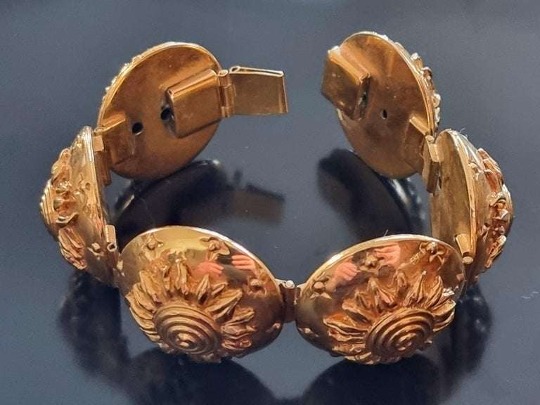 Bracelet Vintage Couture SCHREINER - Cuivre Doré à L'or Fin 24 Carats - Occasion Très Bon état
