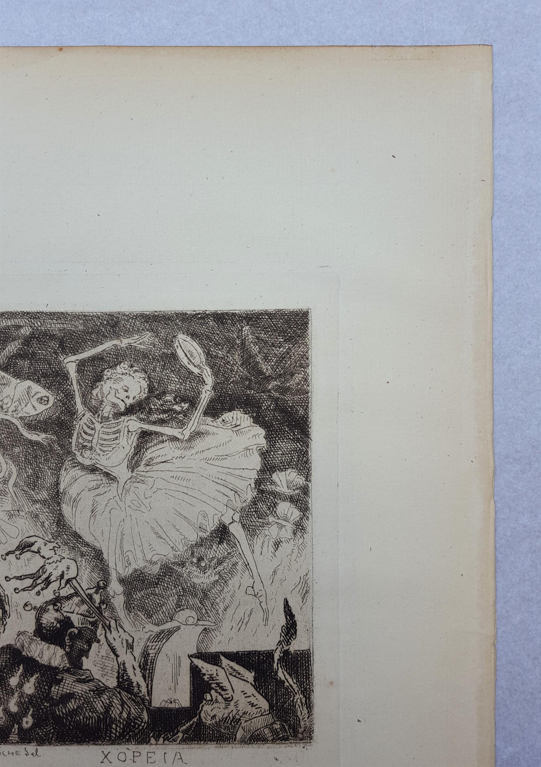 Eine Original-Radierung auf Hollande-Bütten des halb französischen, halb chinesischen Künstlers Frederic Chevalier (aktiv: Ende des 19. Jahrhunderts) mit dem Titel 