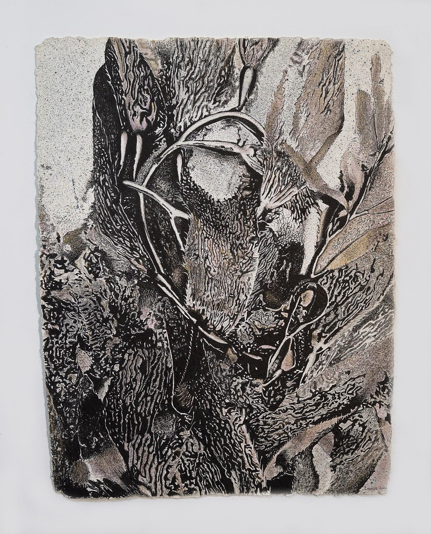 Frédéric Choisel Abstract Painting - Alga Aligata No. 1 - seaweed kelp oceanic abstracted work on paper