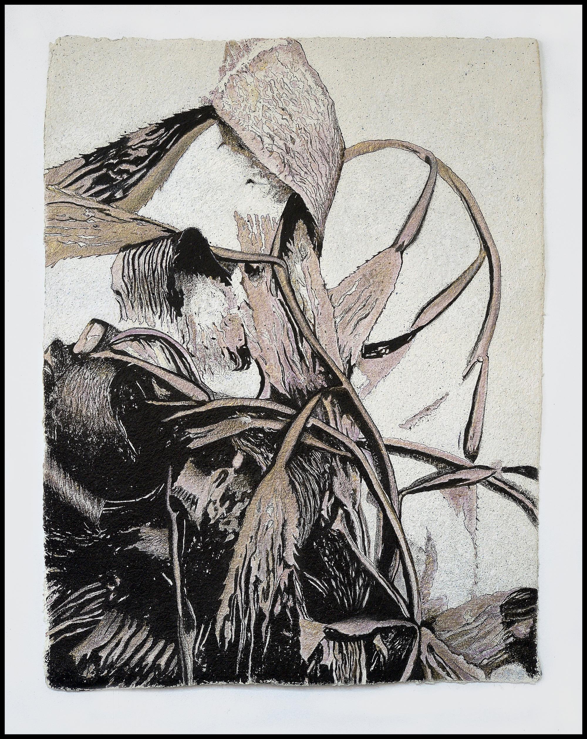 Frédéric Choisel Abstract Painting - Alga Aligata No. 2- seaweed kelp oceanic abstracted work on paper