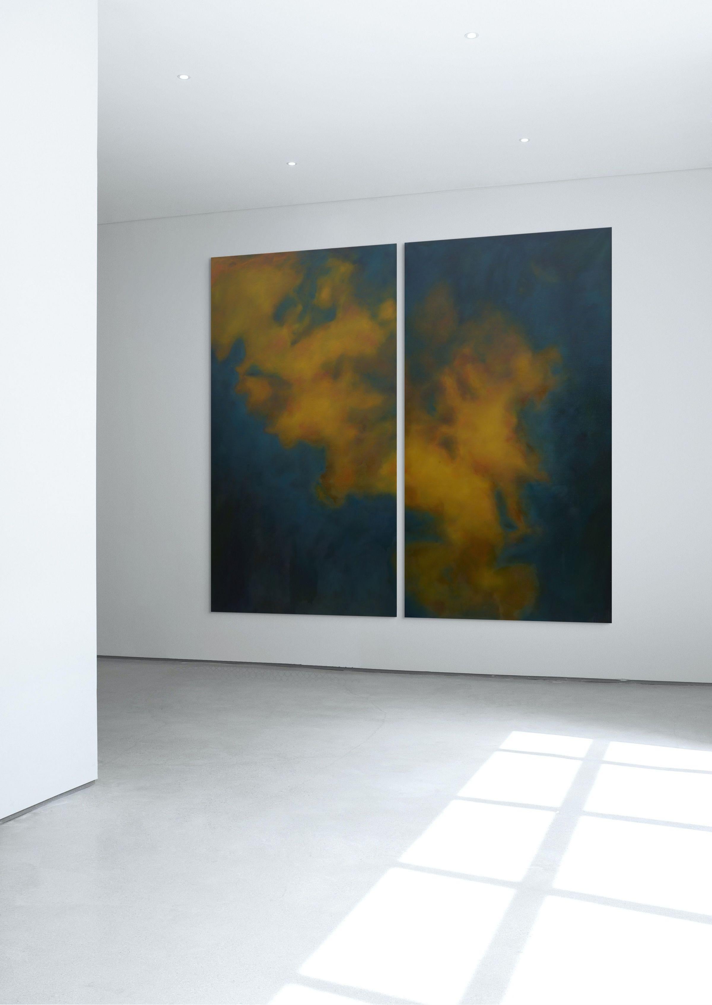 Ciel de Nuit  (Night Sky) / diptych 80 x 92 inches / 6.5 x 7.6 feet - Painting by Frédéric Choisel