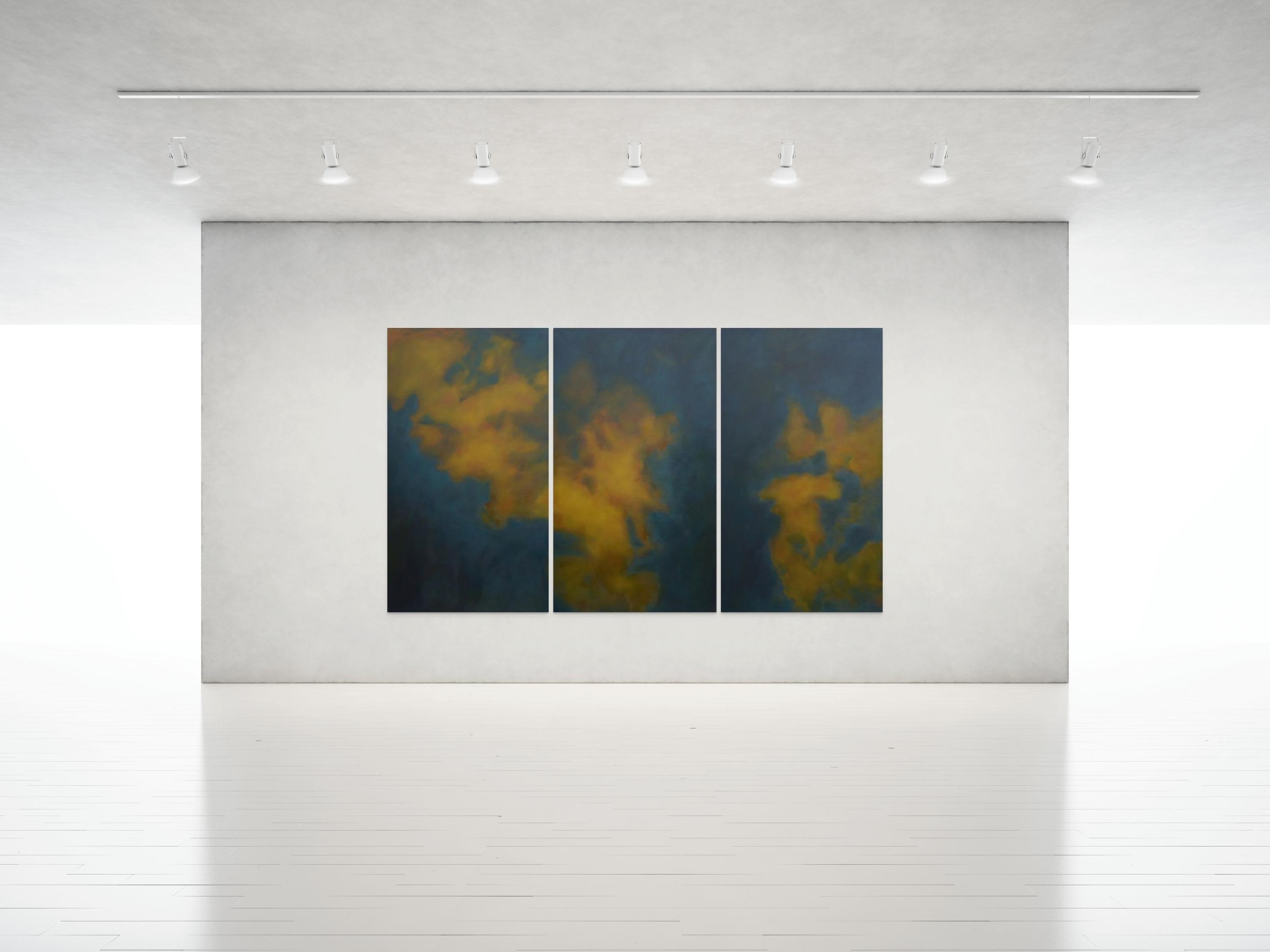 Ciel de Nuit  (Night Sky) / Triptych 80 x 138 inches / 6.5 x 11.5 feet - Black Abstract Painting by Frédéric Choisel