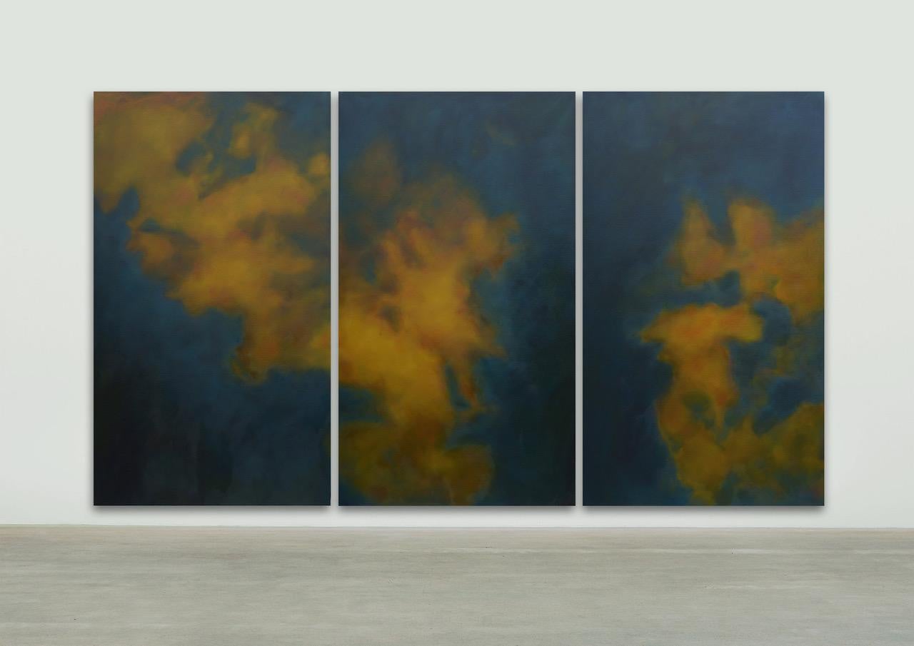 Ciel de Nuit  (Night Sky) / Triptych 80 x 138 inches / 6.5 x 11.5 feet - Painting by Frédéric Choisel