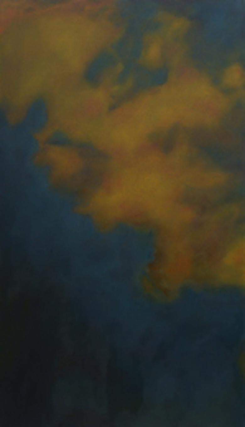 Ciel de Nuit ( Night Sky) is a magnificent triptych of abstract golden clouds in a sky full of rich blues. Elegant and atmospheric. Ciel de Nuit is 80