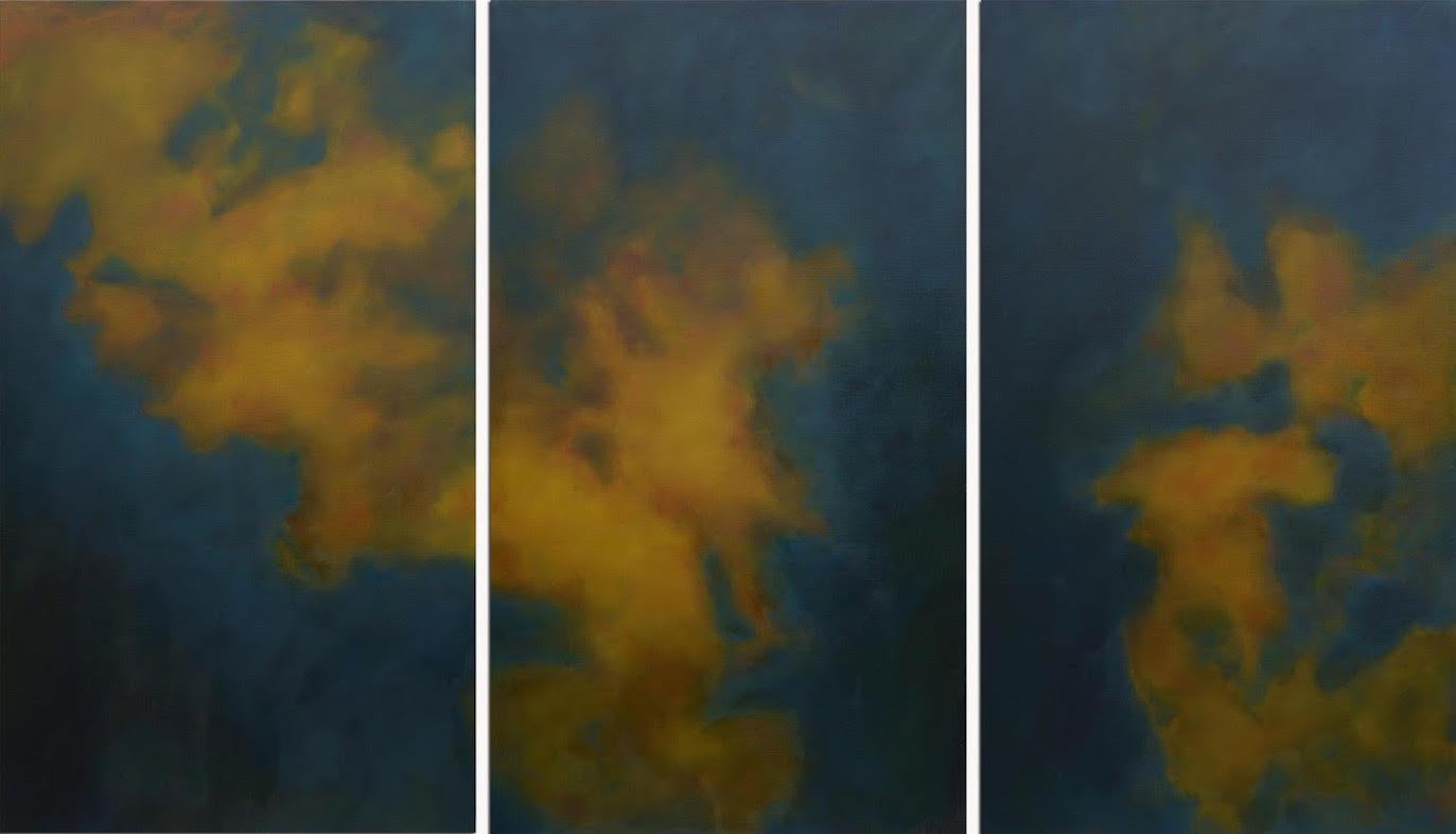 Frédéric Choisel Abstract Painting - Ciel de Nuit  (Night Sky) / Triptych 80 x 138 inches / 6.5 x 11.5 feet