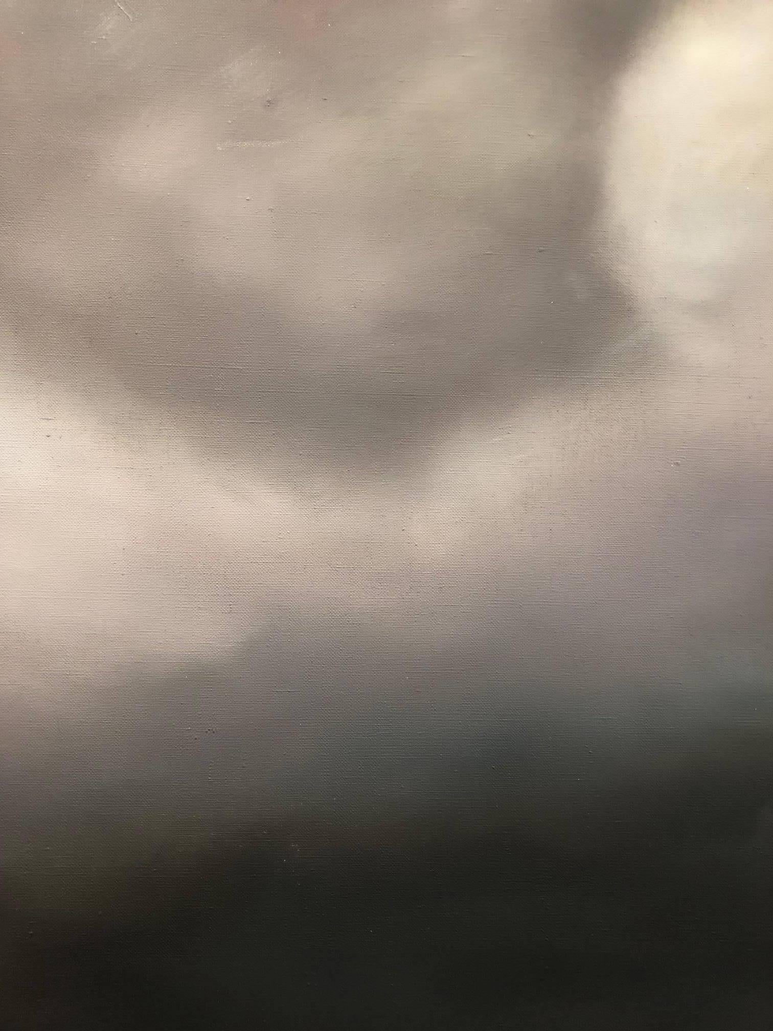 ELPIS / Hope - oil on linen, 84 x 60 inches - clouds, sea, water, grey, indigo - Contemporary Painting by Frédéric Choisel
