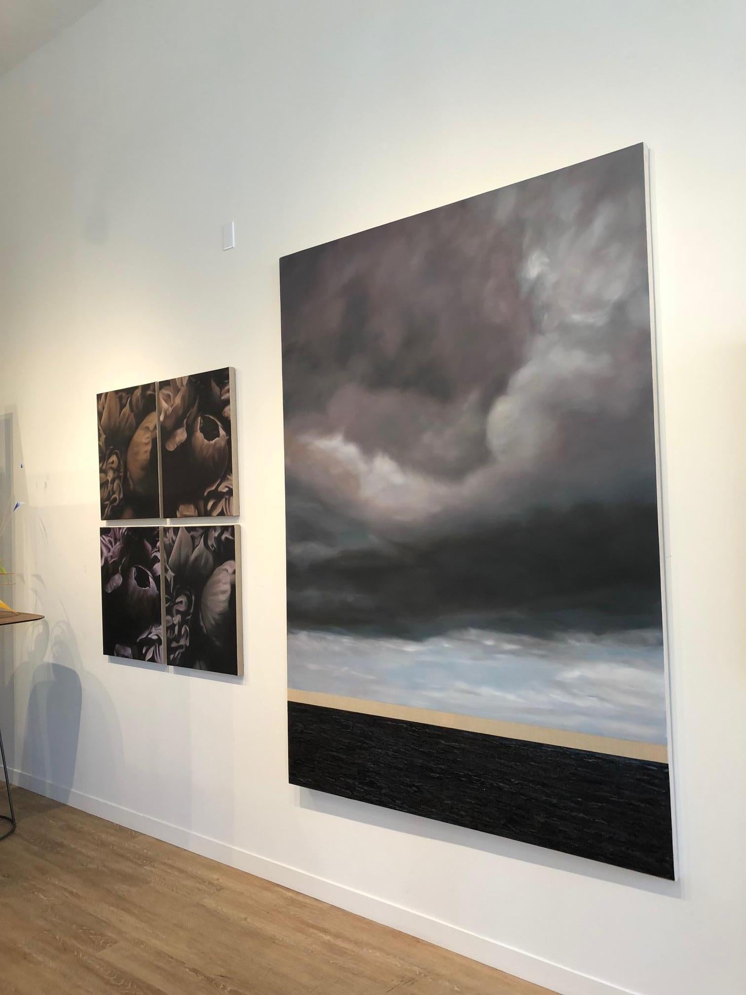 ELPIS / Hope - oil on linen, 84 x 60 inches - clouds, sea, water, grey, indigo 3