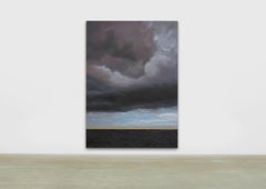 ELPIS / Hope - oil on linen, 84 x 60 inches - clouds, sea, water, grey, indigo
