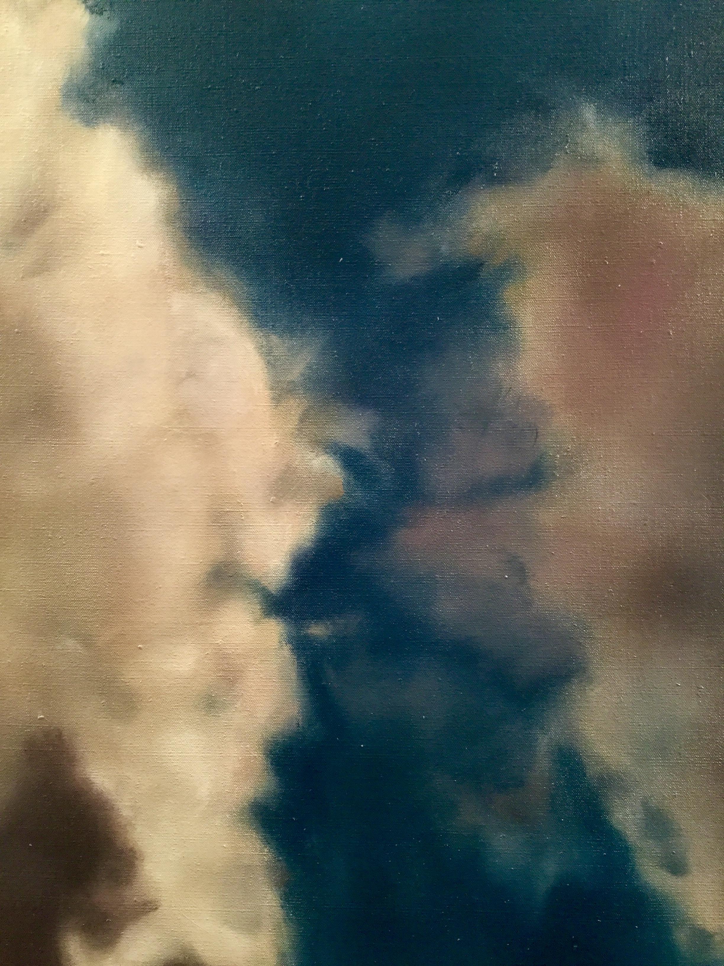 Ether Sans Oiseaux I & II (Ether without Birds) Oil on Linen diptych - CLOUDS - Gray Landscape Painting by Frédéric Choisel