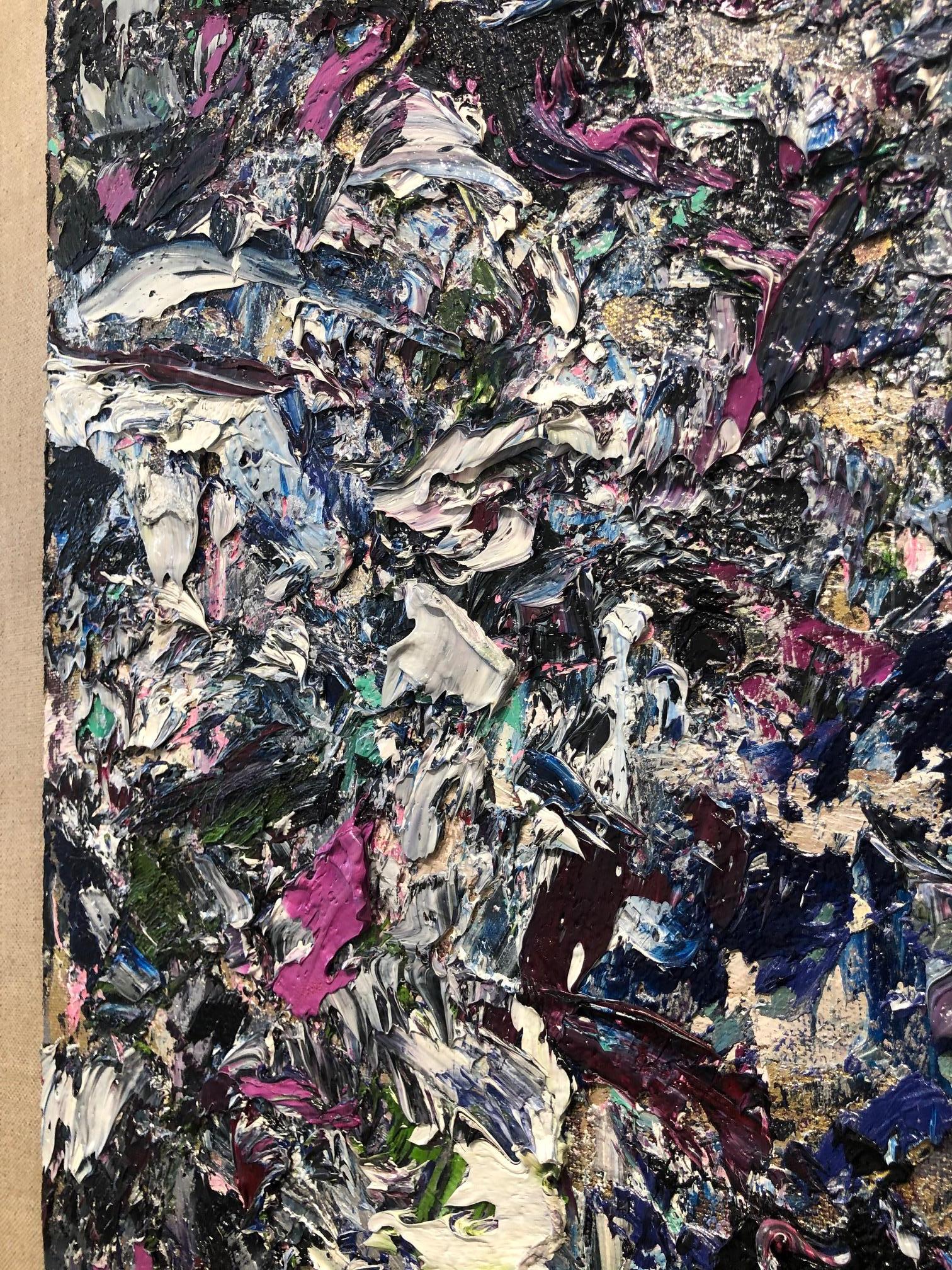 Le Loubinou 3 / pittura contemporanea blu e argento astratta con acqua di marea in vendita 8