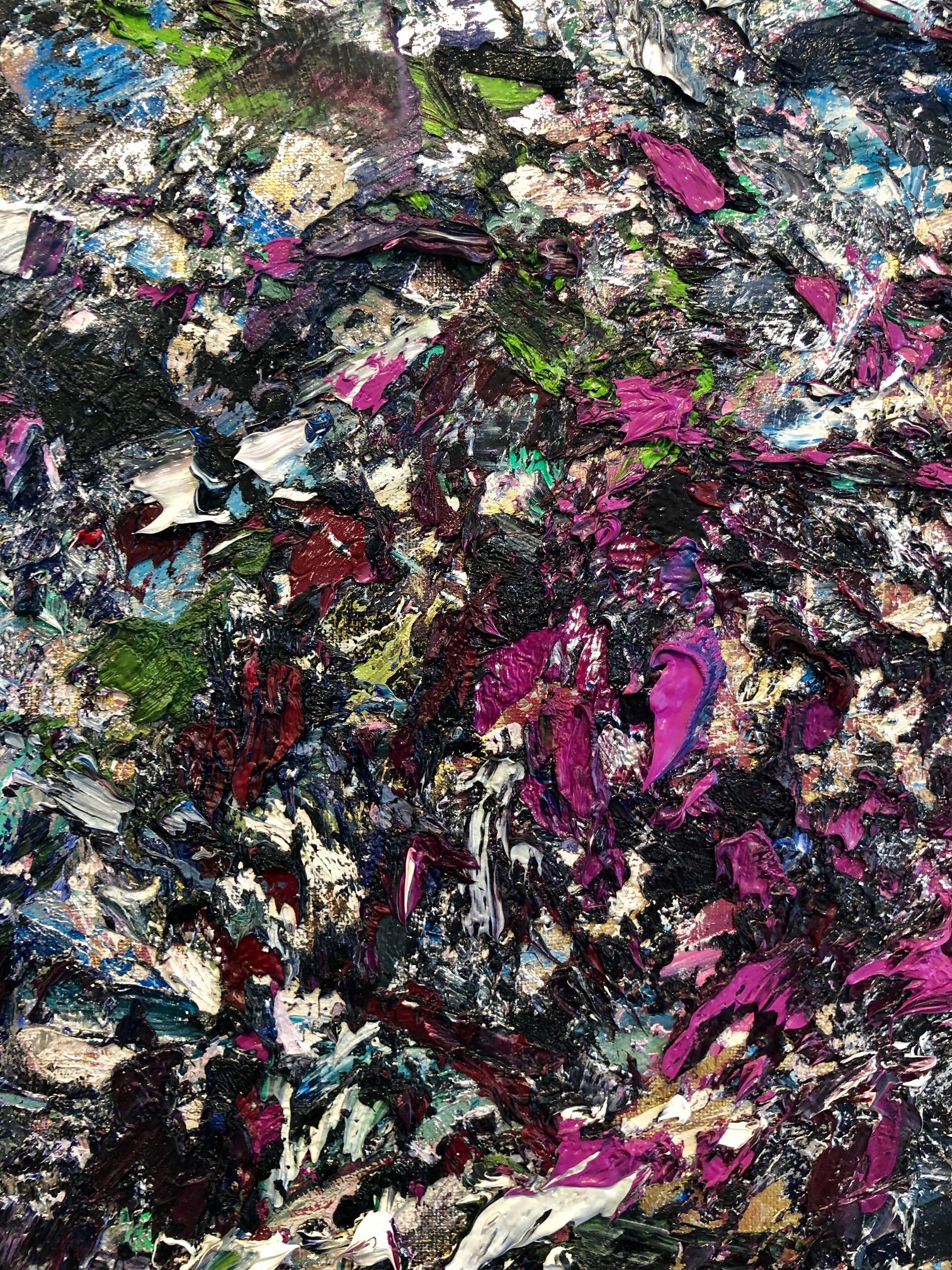 Le Loubinou 3 / pittura contemporanea blu e argento astratta con acqua di marea in vendita 2