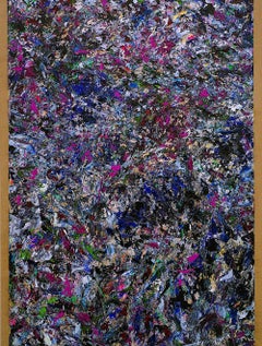 Le Loubinou 3 / pittura contemporanea blu e argento astratta con acqua di marea