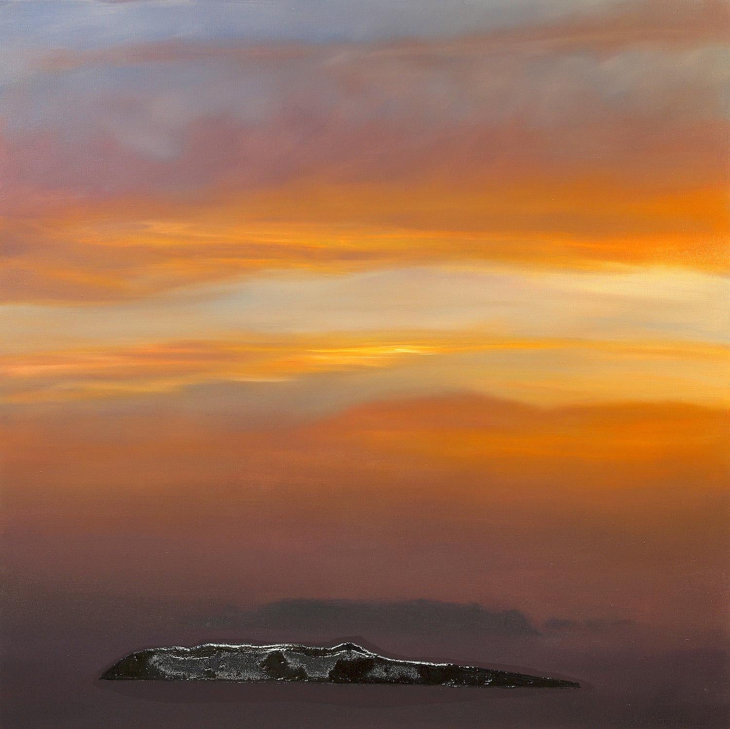 Levanzo  / Oil on Linen with impasto tar  - Painting by Frédéric Choisel