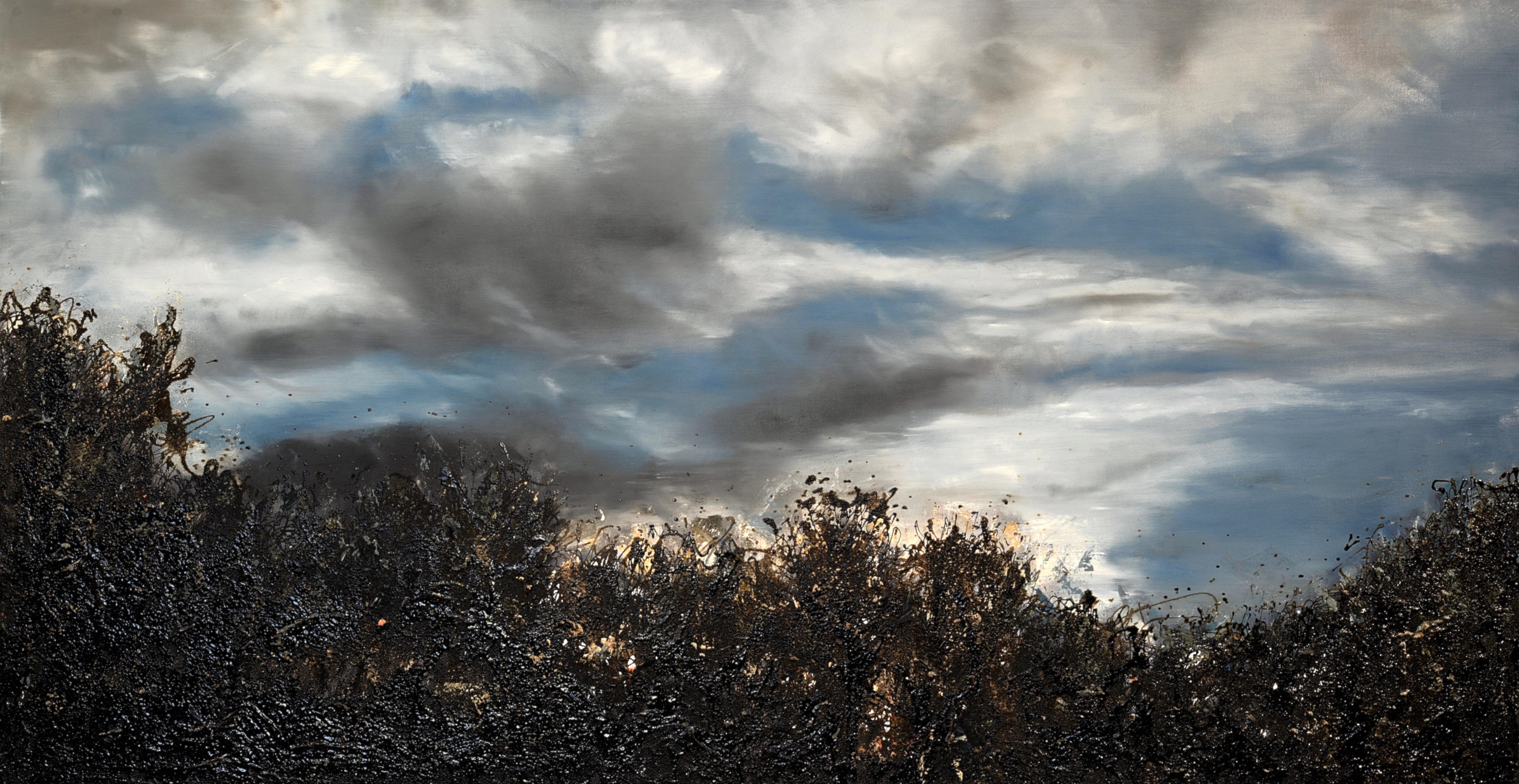 Frédéric Choisel Abstract Painting - On the Road  / Oil on Linen with impasto tar