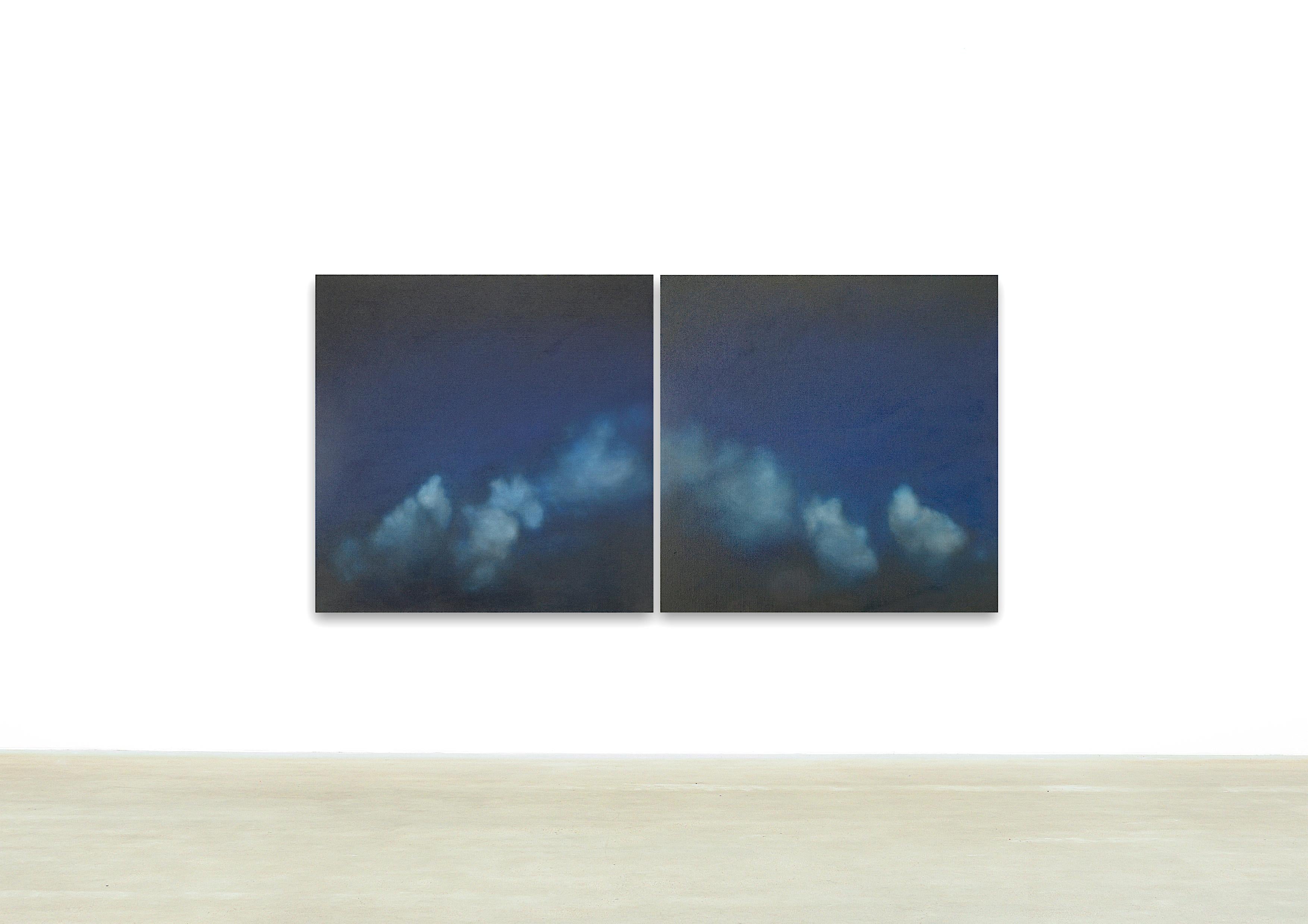 Promesse I & II / Diptych - Oil on Linen - Abstract Painting Púrpura de Frédéric Choisel
