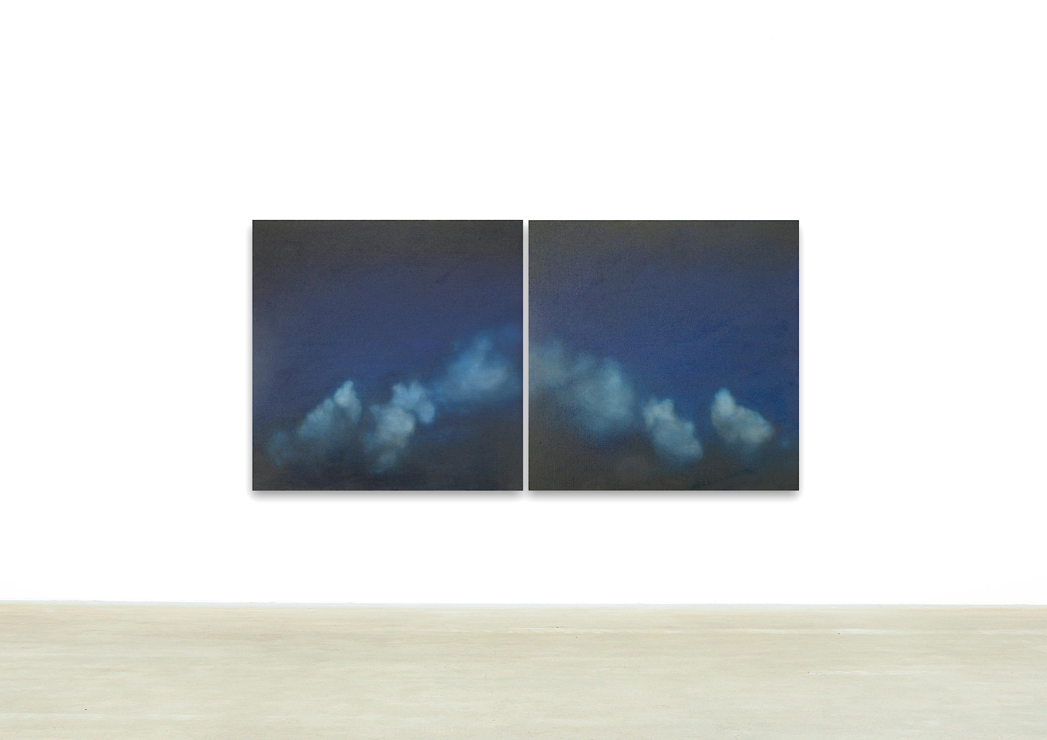 Promesse I & II / Diptyque - Huile sur lin - Violet Abstract Painting par Frédéric Choisel