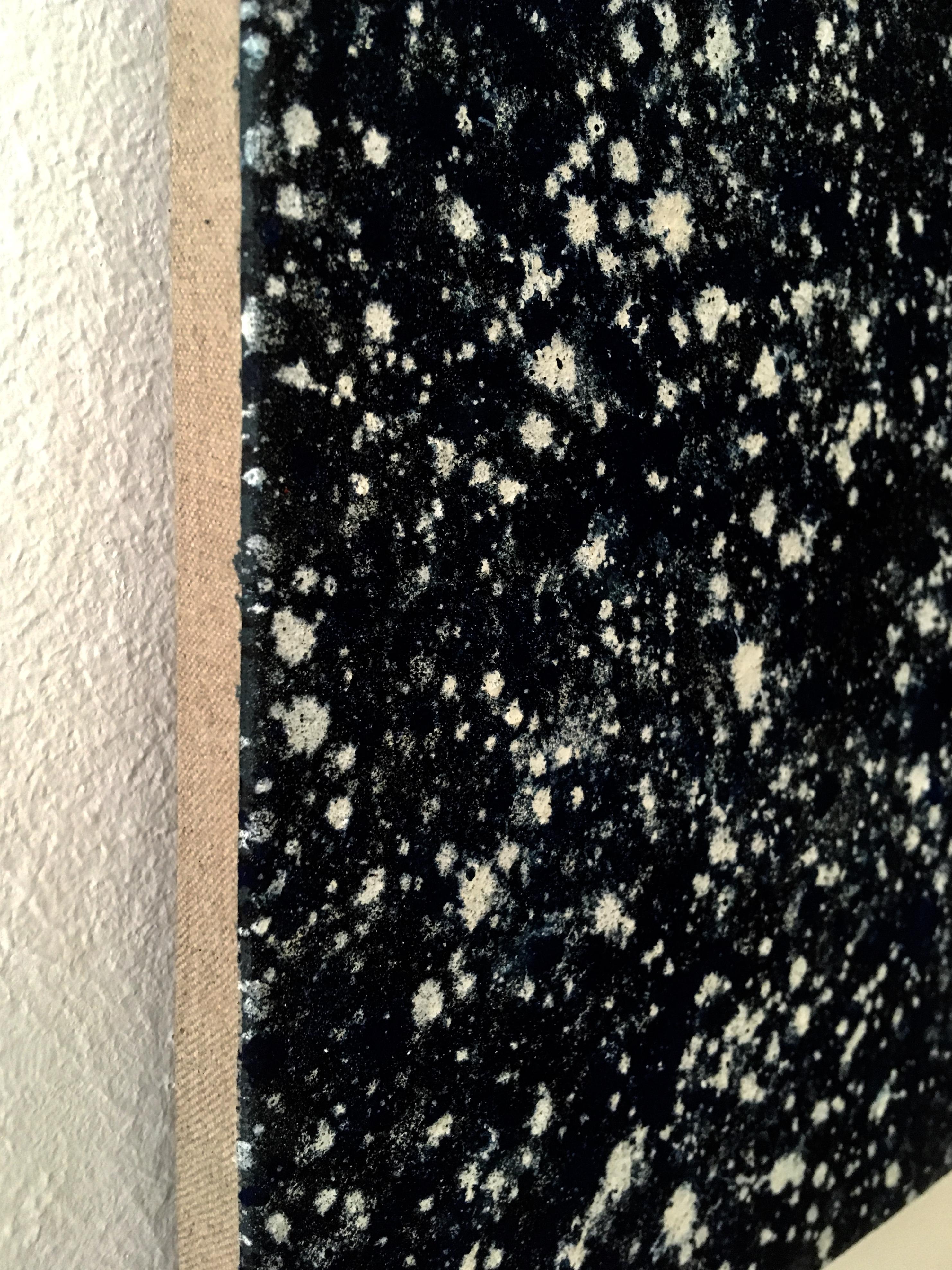 Snow Falling at Twilight - Tombe Du Ciel I & II / Diptych - Oil on Linen - Black Landscape Painting by Frédéric Choisel