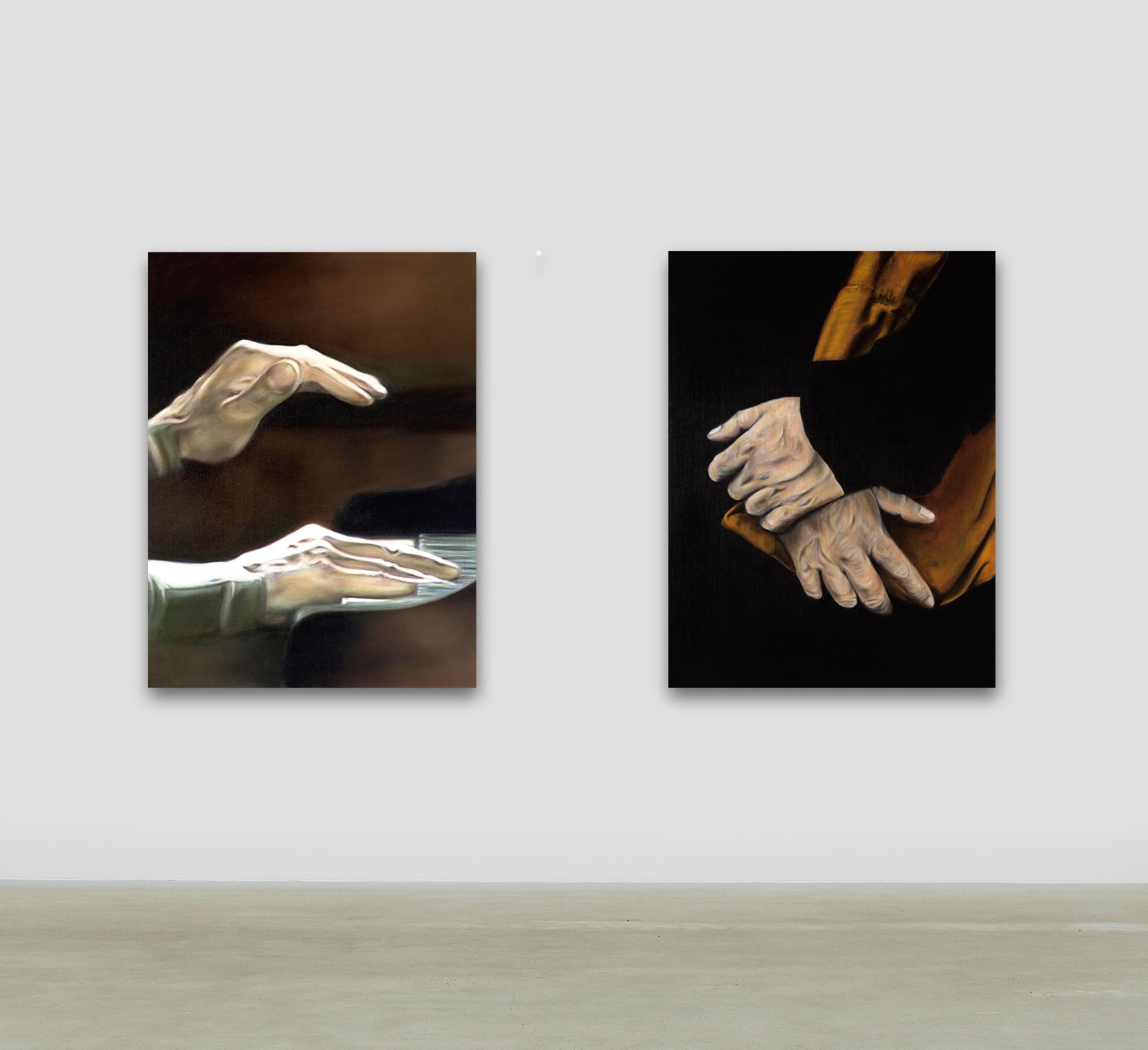 Deux mains  - Michelangeli - Réalisme américain Painting par Frédéric Choisel