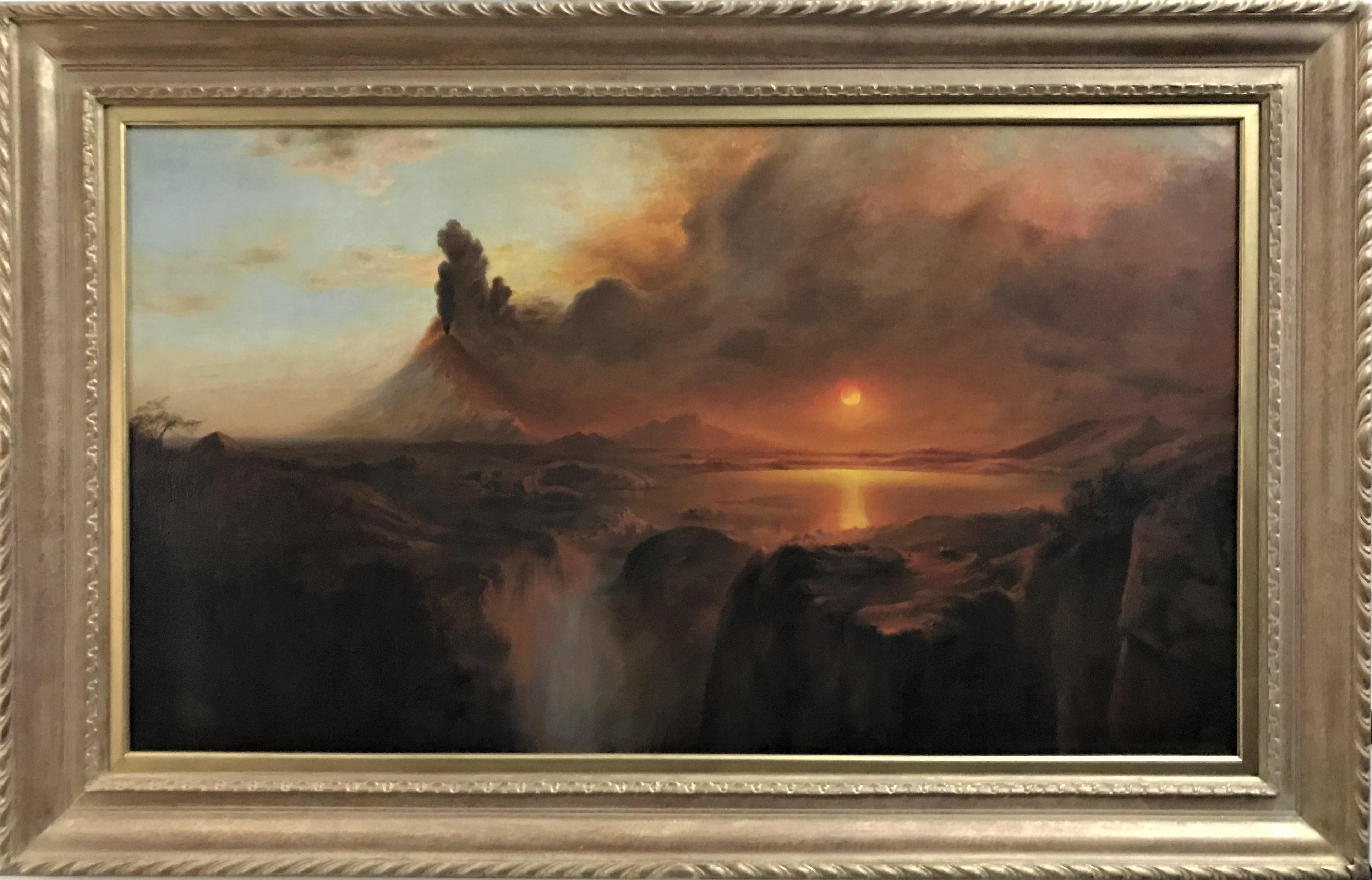 Cotopaxi, Paesaggio montano originale ad olio su tela, Realista americano, XIX secolo - Painting di Frederic Church