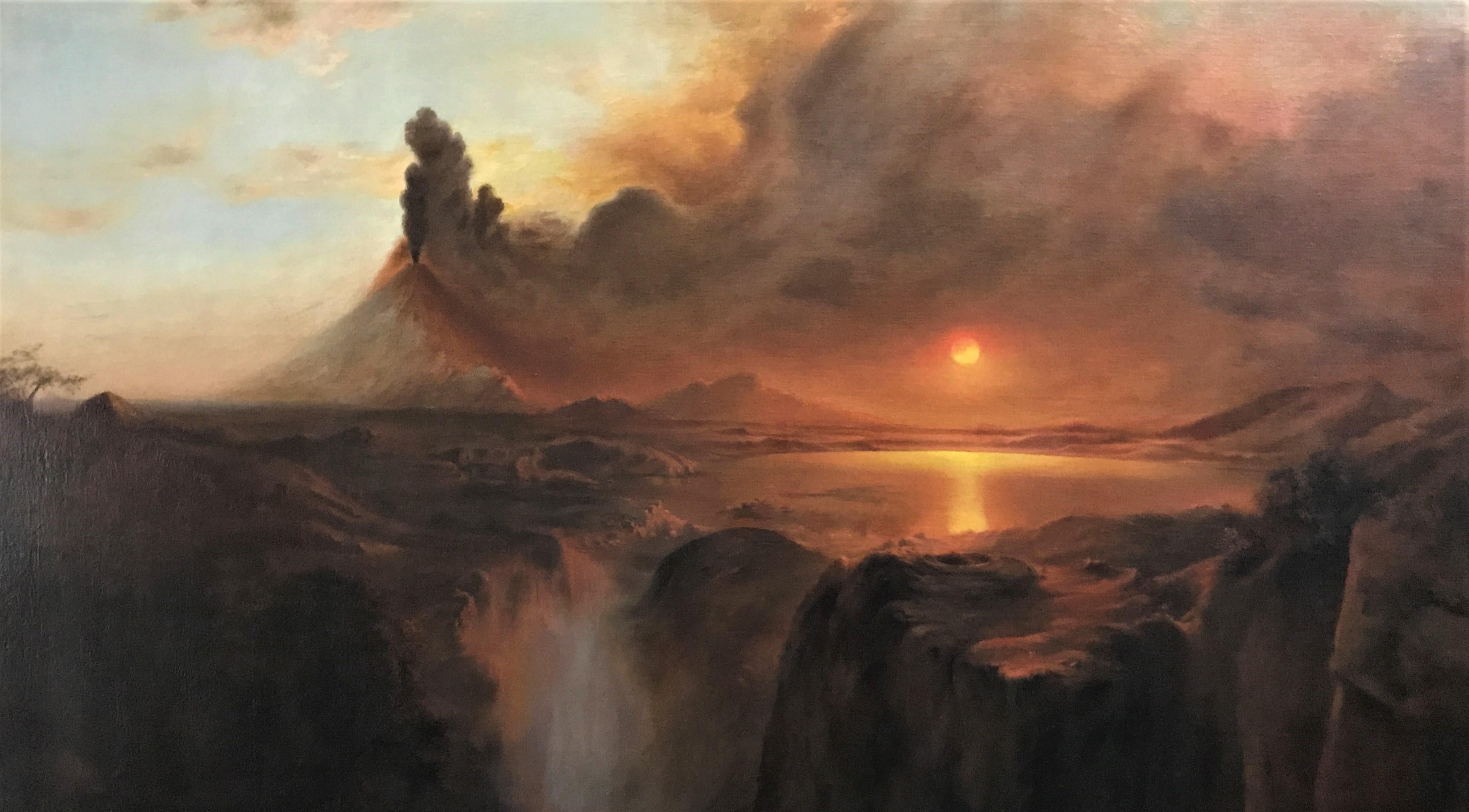Landscape Painting di Frederic Church - Cotopaxi, Paesaggio montano originale ad olio su tela, Realista americano, XIX secolo