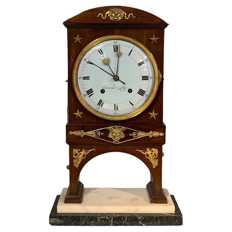 Frederic Courvoisier, Mahogany Night Table Clock with Alarm For Sale at 1stDibs
