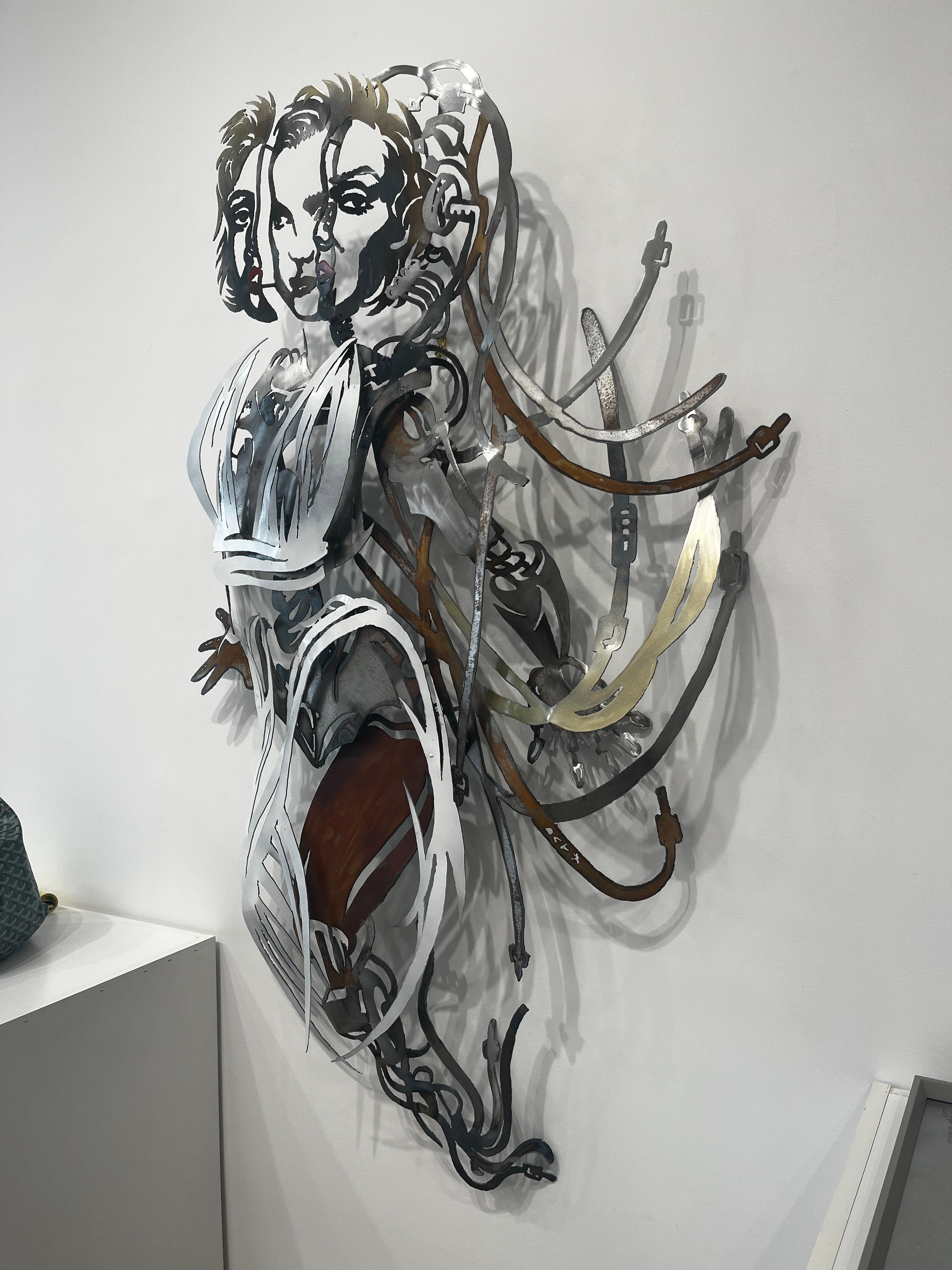 Sculpture murale en métal 3D en haut-relief « Marilyn Android » en vente 1