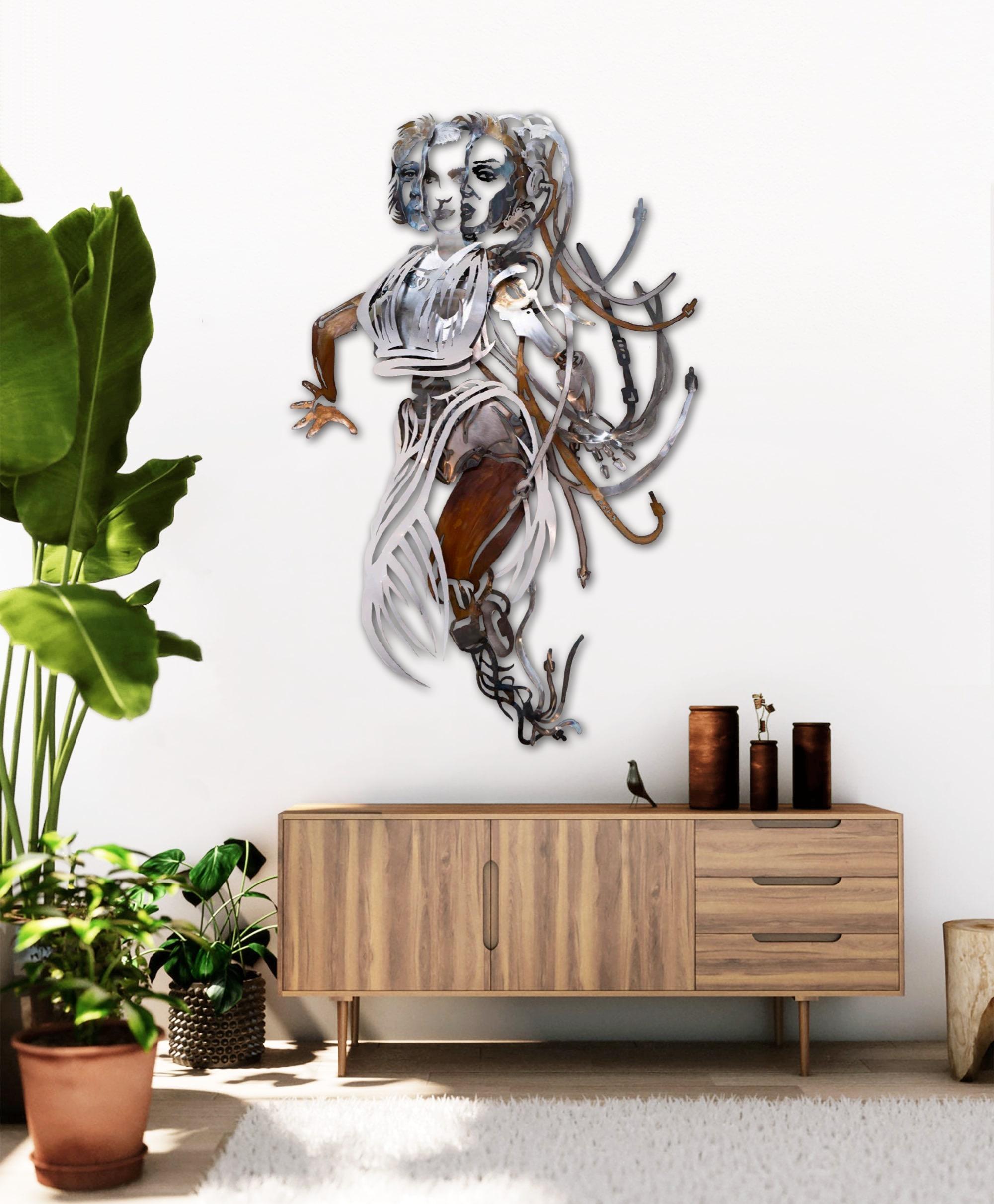 Sculpture murale en métal 3D en haut-relief « Marilyn Android » en vente 6
