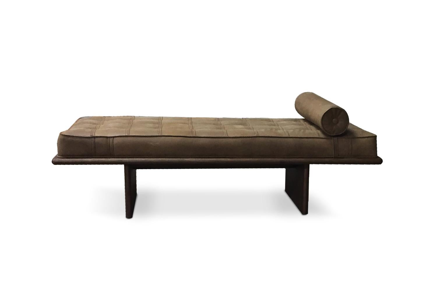 Frederic daybed by Collector
Materials: Structure in solid oak wood. Upholstered in genuine Sequoia 4003 leather
Dimensions: W 190 x D 90 x H 50 cm 

Frederic daybed it’s inspired by Japanese minimalism. With simple and clean structure, combined