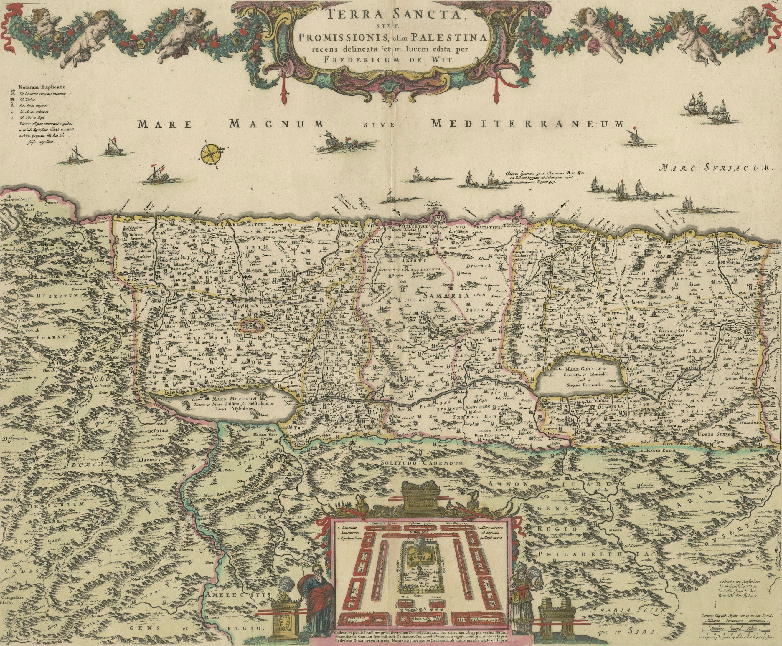 Dutch Frederic de Wit Map of Palestine – Terra Sancta, Amsterdam c.1670 For Sale