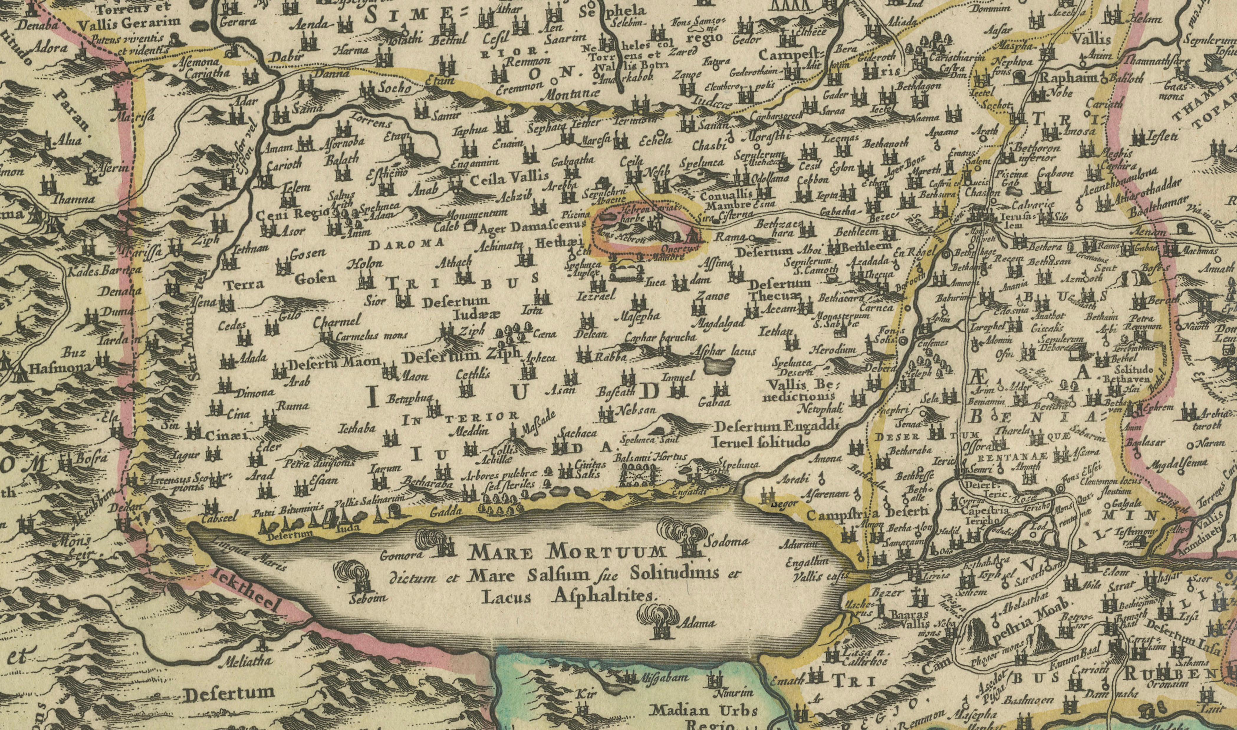 17th Century Frederic de Wit Map of Palestine – Terra Sancta, Amsterdam c.1670 For Sale