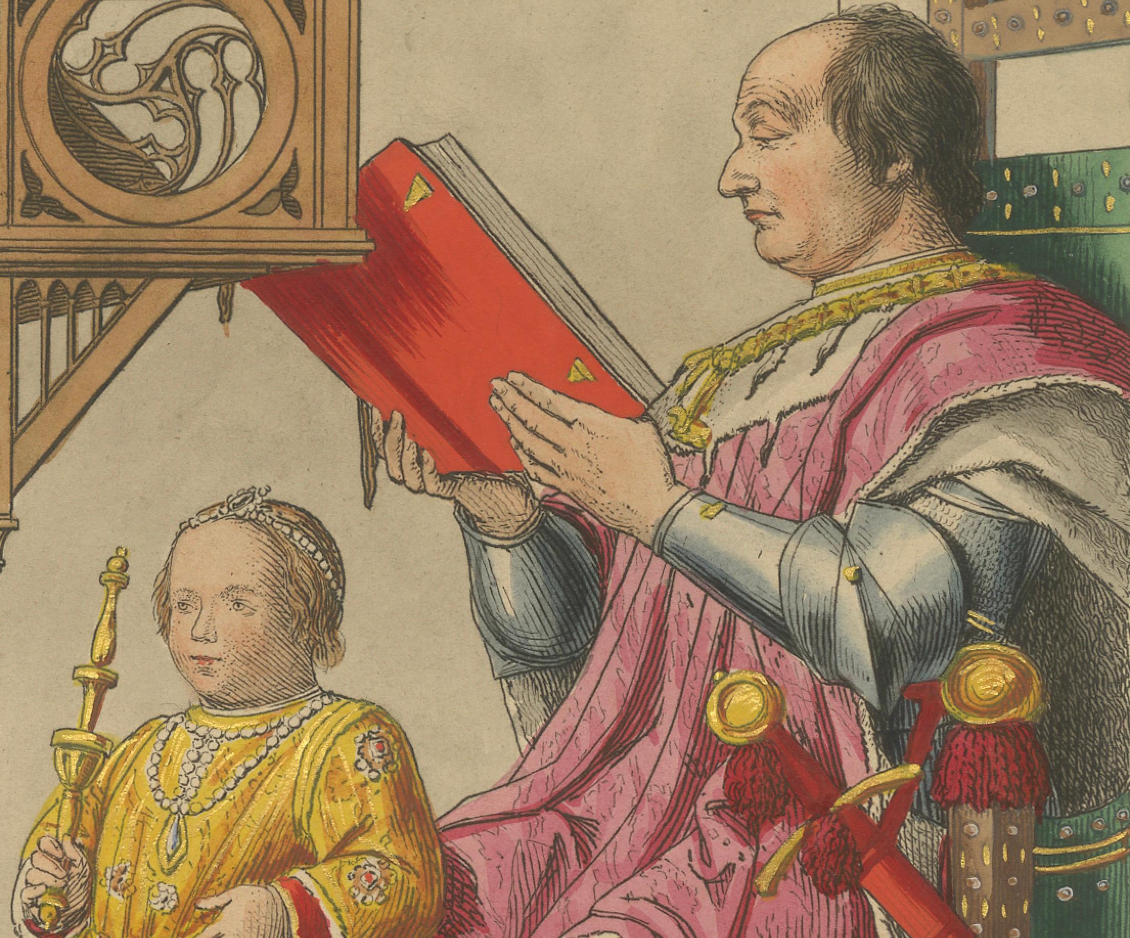 French Frédéric Duc d’Urbin in Ceremony, Renaissance Portrait of Power & Learning 1845 For Sale
