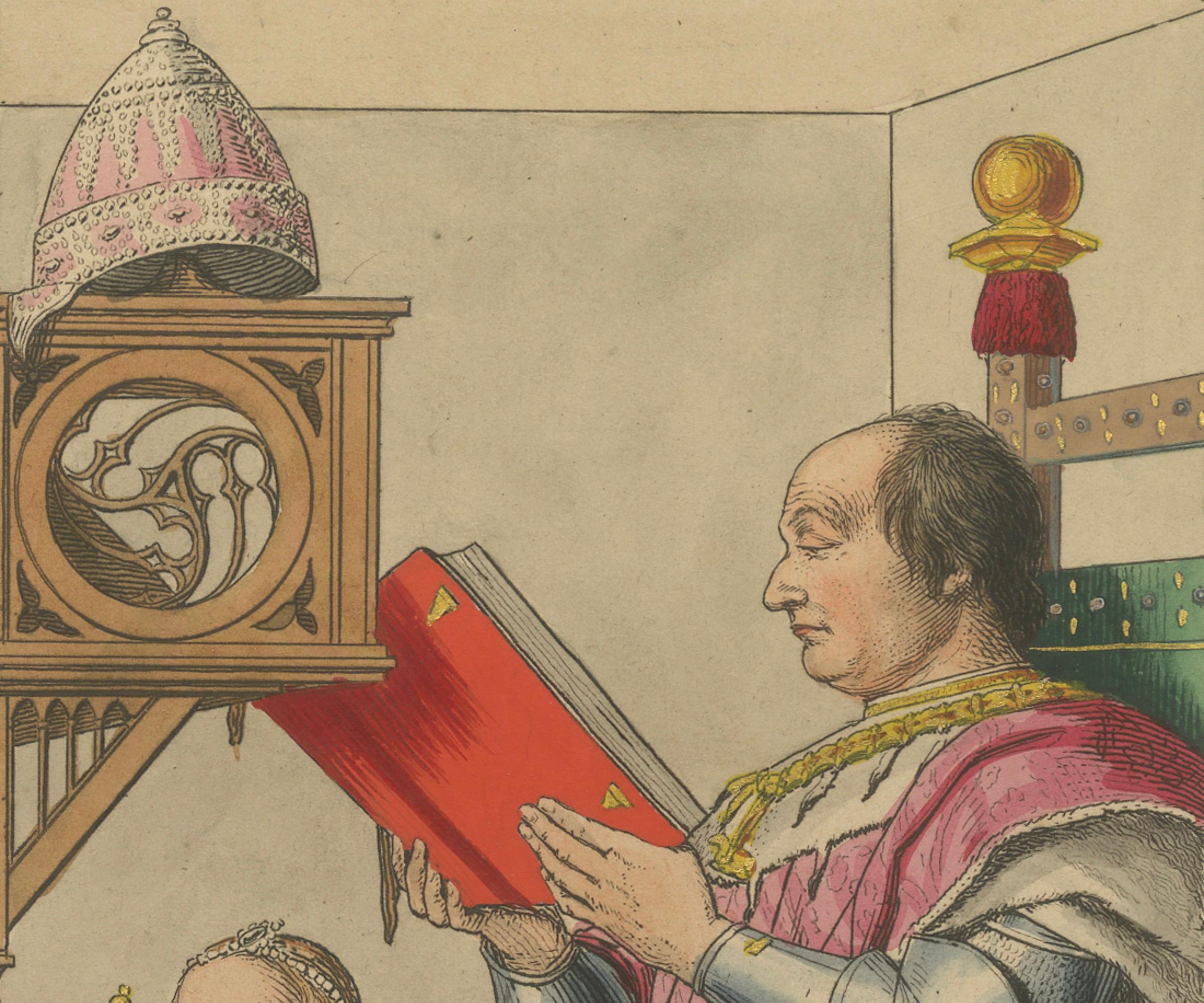 Engraved Frédéric Duc d’Urbin in Ceremony, Renaissance Portrait of Power & Learning 1845 For Sale