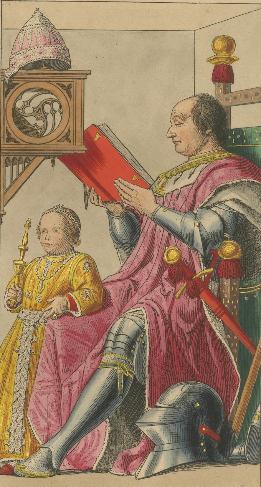 Frédéric Duc d’Urbin in Ceremony, Renaissance Portrait of Power & Learning 1845 In Good Condition For Sale In Langweer, NL