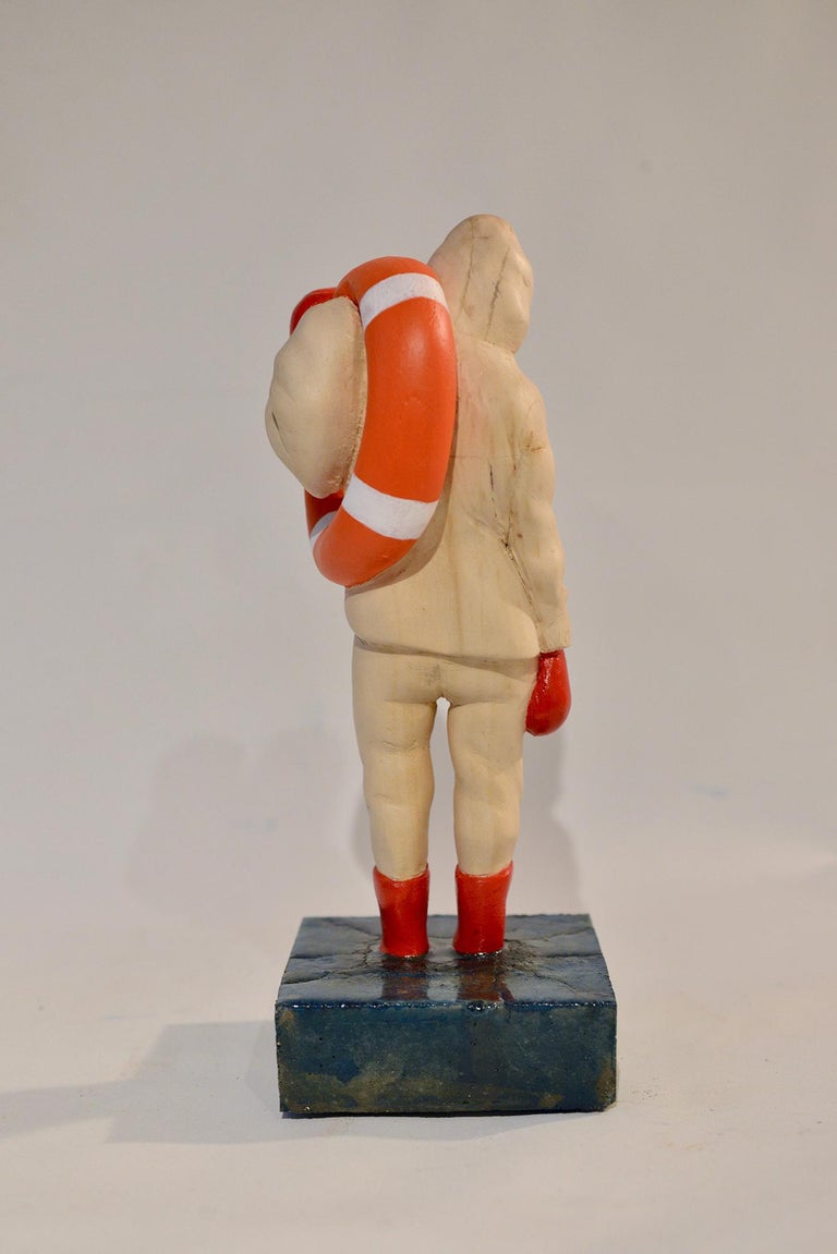 Frédéric Garnier - Red boots wood figurative sculpture boxing glove, climat  change Frédéric Garnier For Sale at 1stDibs