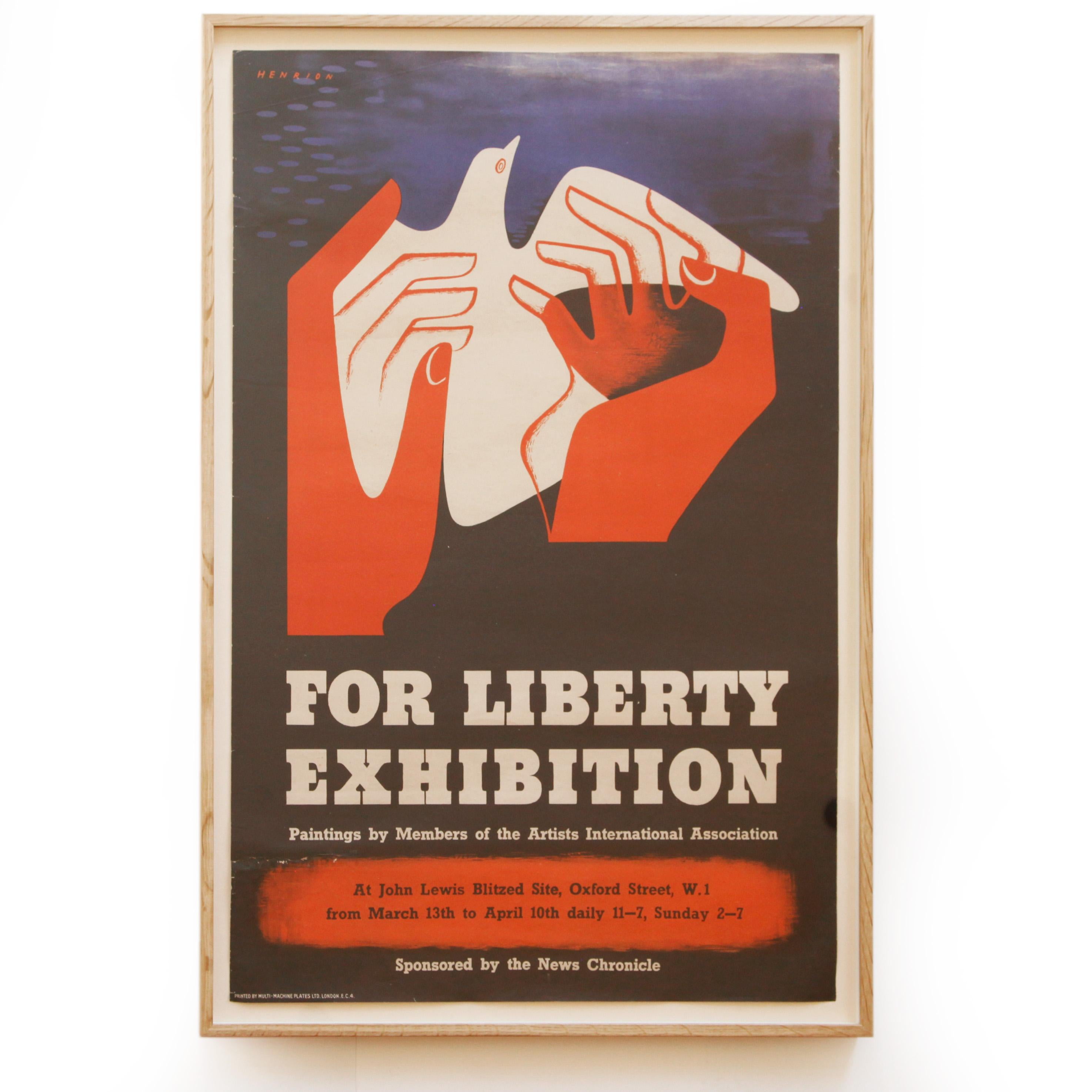 Rare WW2 Peace Poster - For Liberty Exhibition - Print by Frederic Henri Kay Henrion