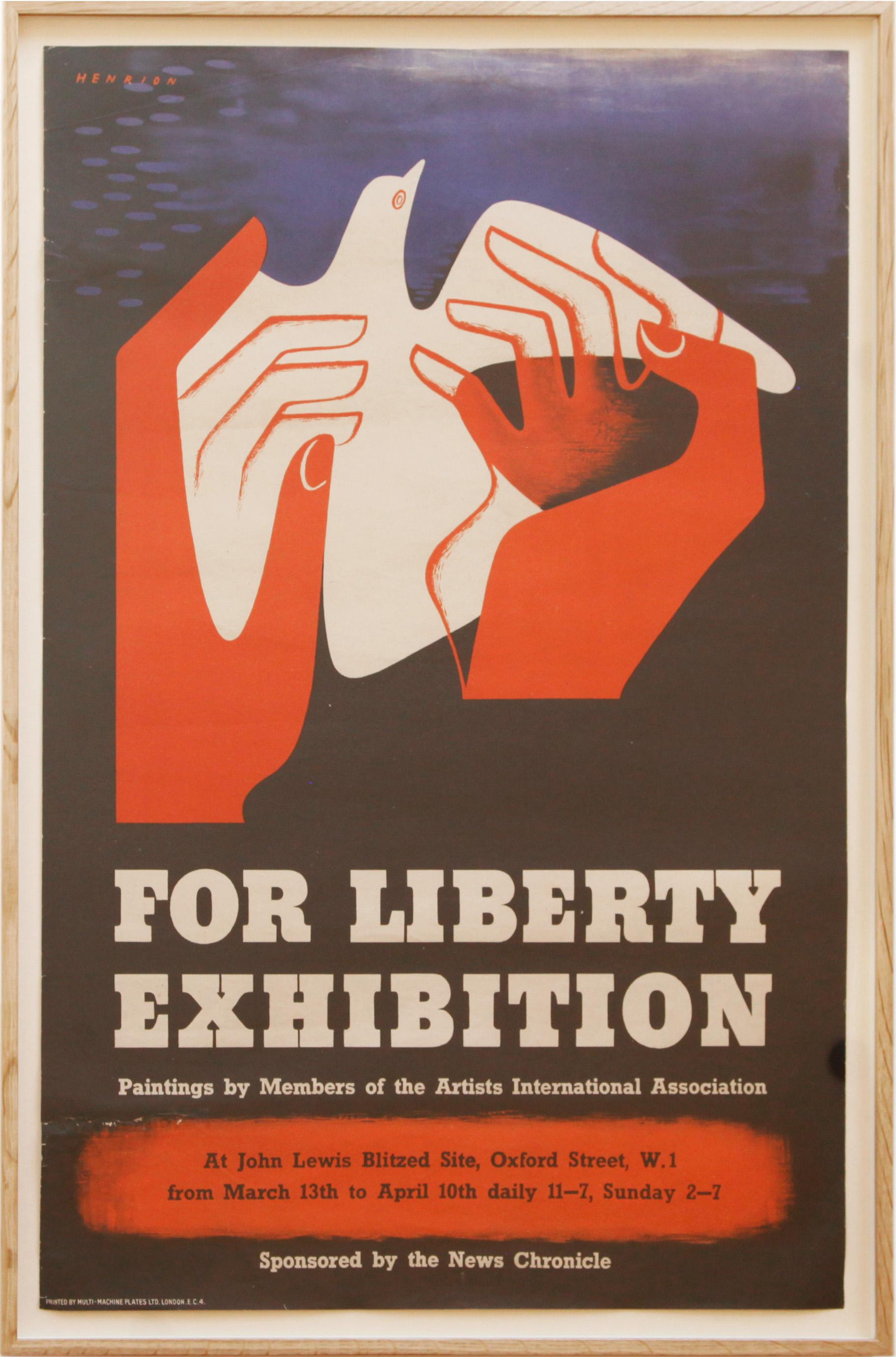 Frederic Henri Kay Henrion Figurative Print - Rare WW2 Peace Poster - For Liberty Exhibition