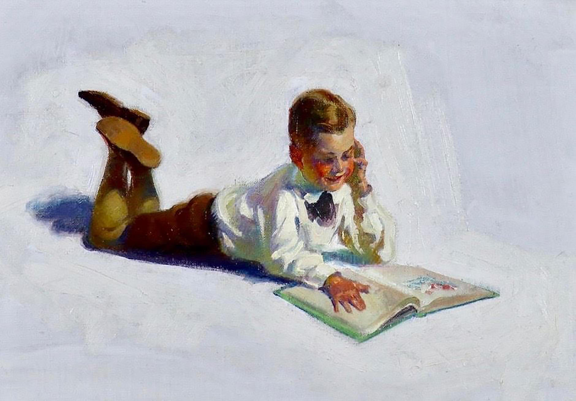 FREDERIC KIMBALL MIZEN Figurative Painting - Boy Reading