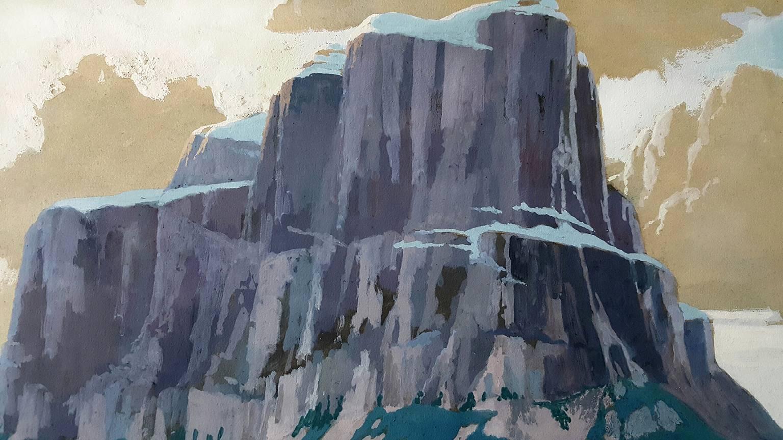 KanadischerMountie schaut auf Butte – Painting von FREDERIC KIMBALL MIZEN
