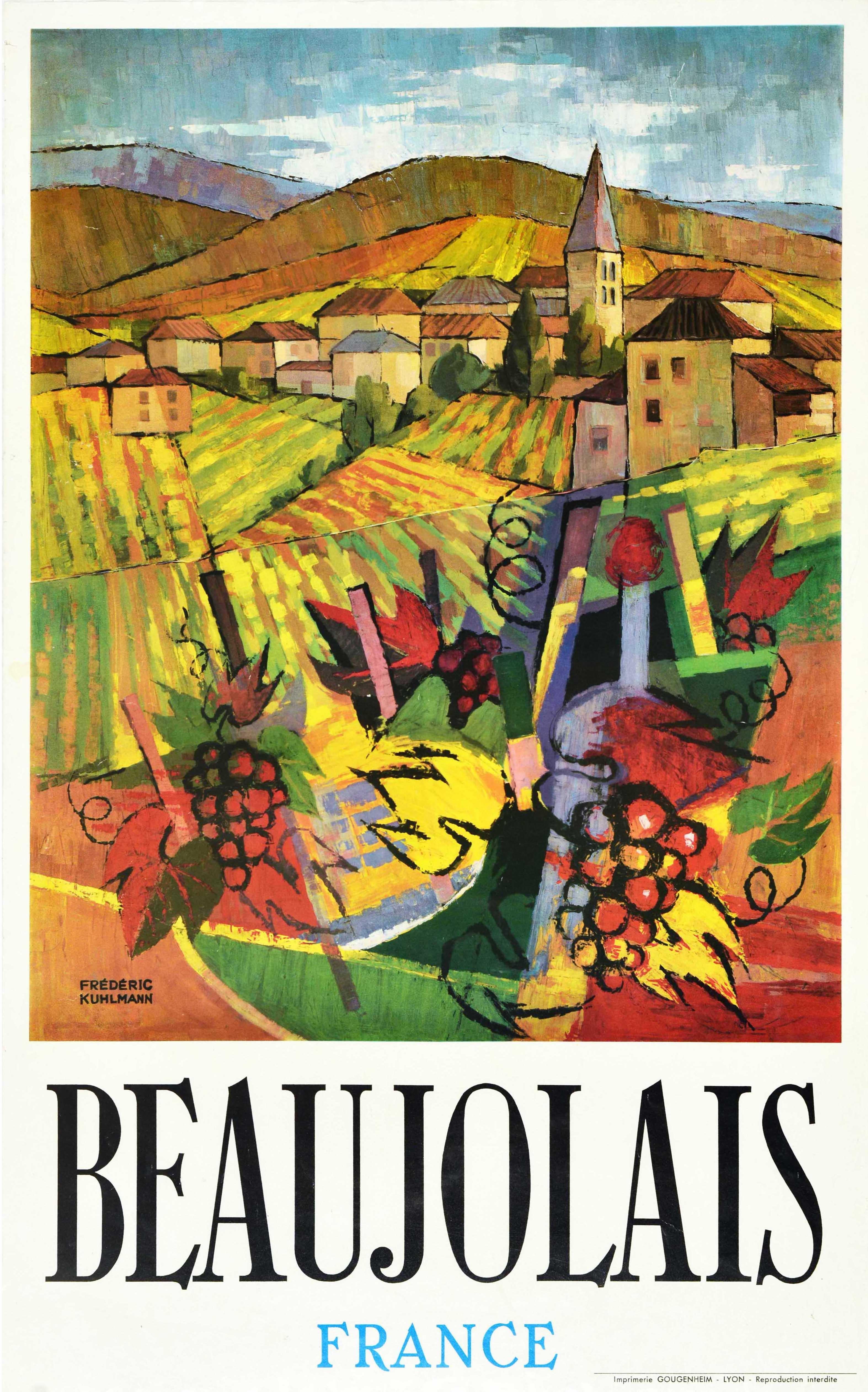 Frederic - Original Vintage Advertising Poster Beaujolais France AOC For Sale at 1stDibs