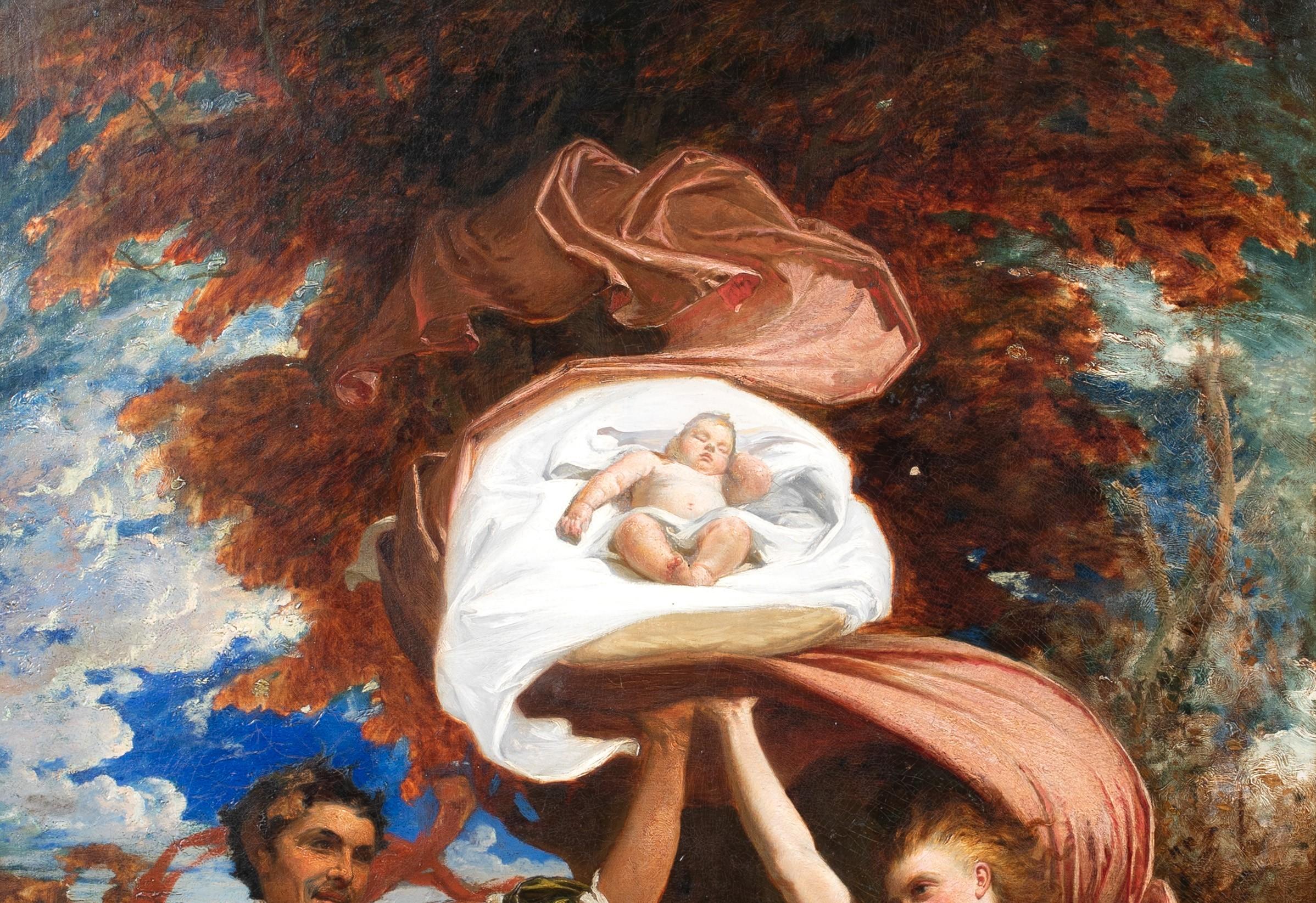 Bacchus, Aphrodite & The Infant Priapus, 19th Century - Brown Portrait Painting by Frederic Leighton