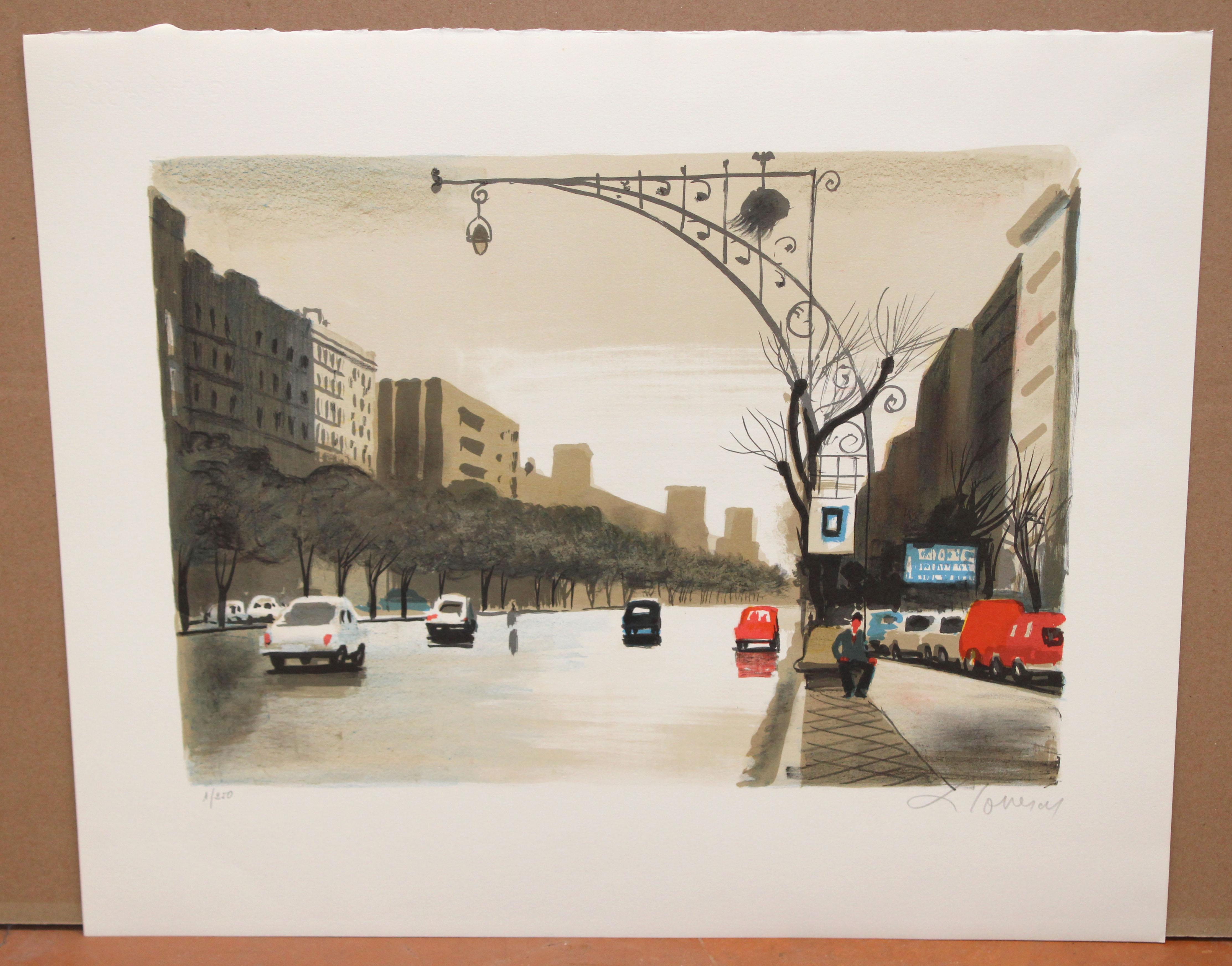 Litografia sobre papel - Reflejos urbanos - Tiraje: 1/250 - Print de Frederic Lloveras Herrera