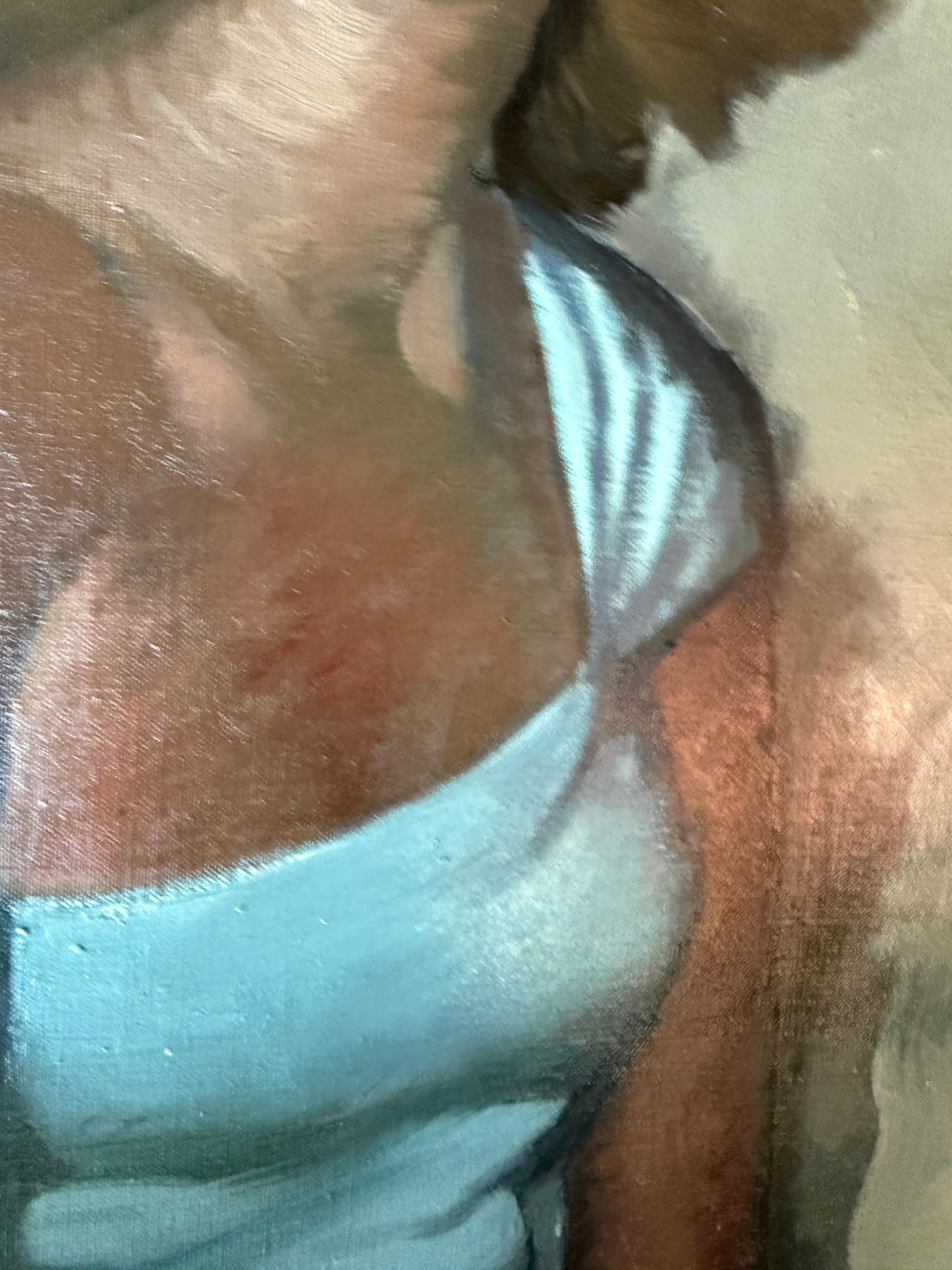 Mujer pensativa óleo sobre lienzo pintura arte europeo en venta 1