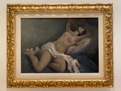 'Reclining Female Nude,' by Frederick Lloveras Herrera, Oil on Canvas Painting
